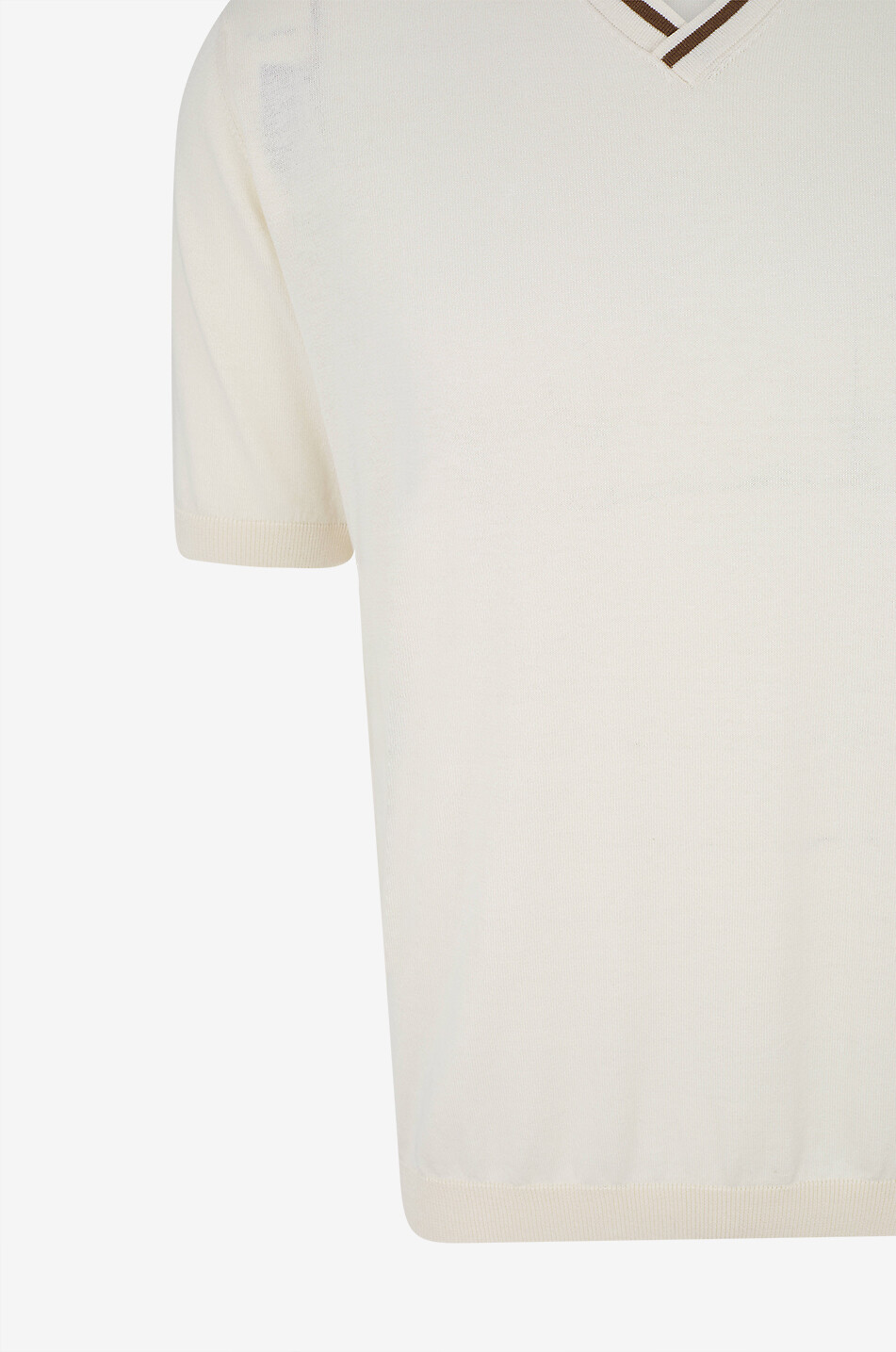 MAURIZIO BALDASSARI Polo à manches courtes et col rayé en soie et coton Homme BLANC CASSE 3