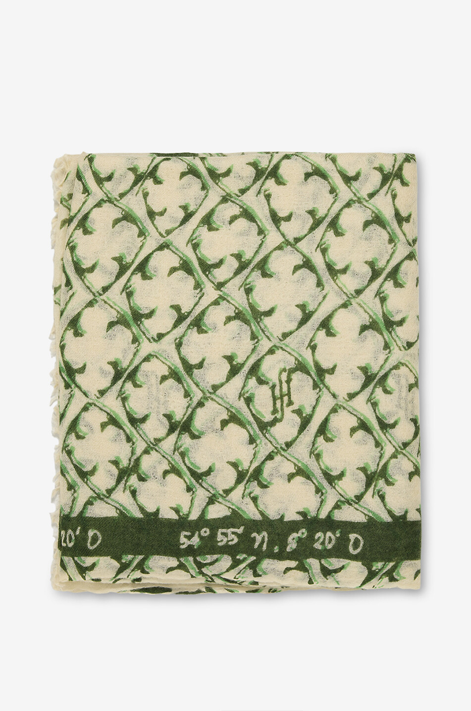FRIENDLY HUNTING Felted Stole Sylt Ornament printed cashmere stole Women GREEN 1
