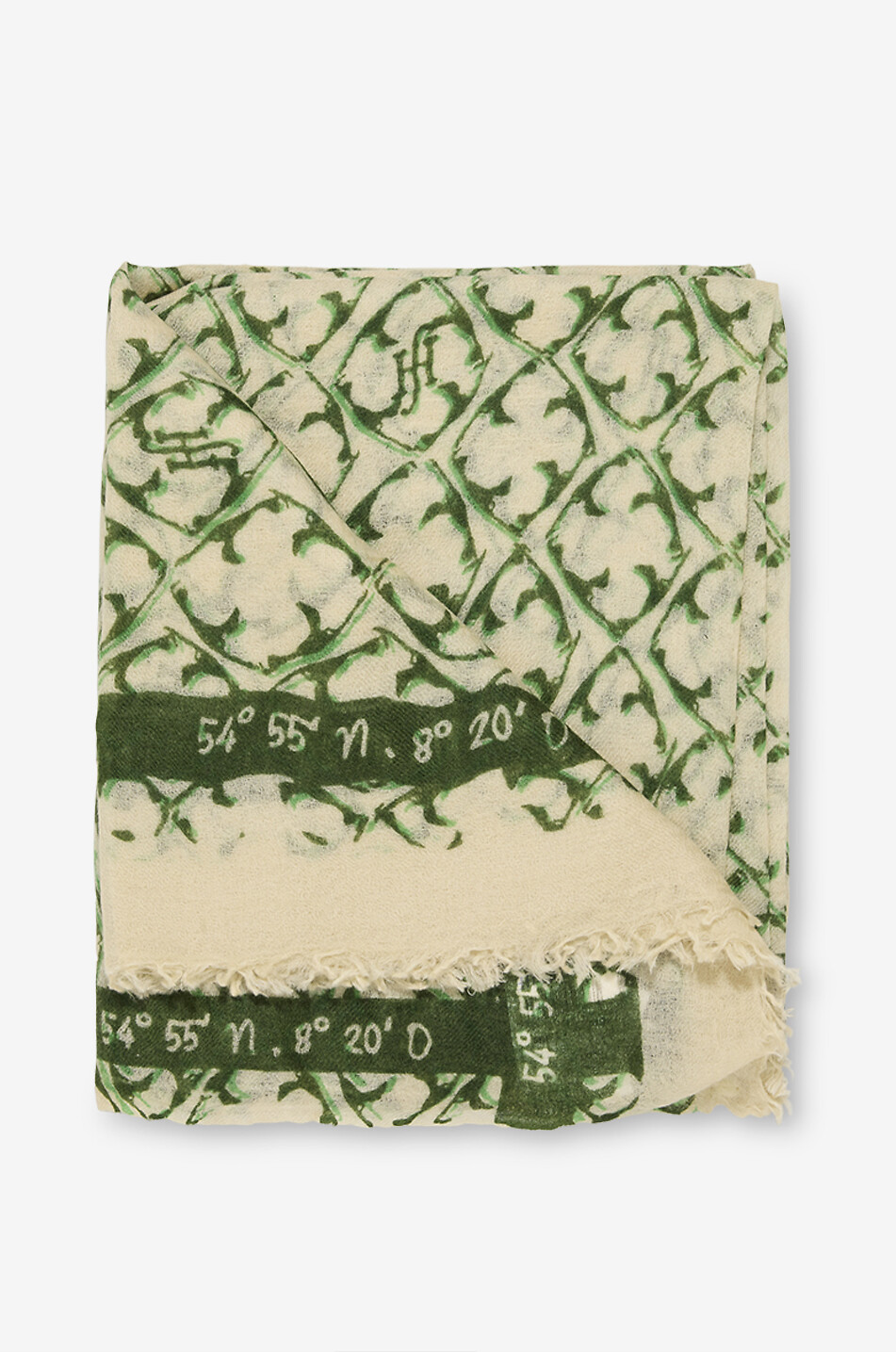 FRIENDLY HUNTING Felted Stole Sylt Ornament printed cashmere stole Women GREEN 2