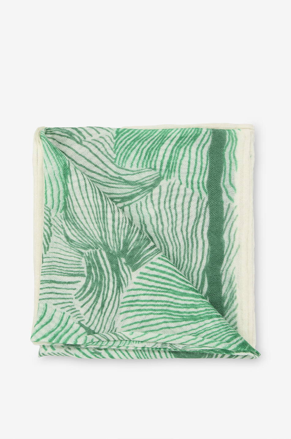 FRIENDLY HUNTING Midcube Felted Thyme Fluid cashmere printed square scarf Women GREEN 2