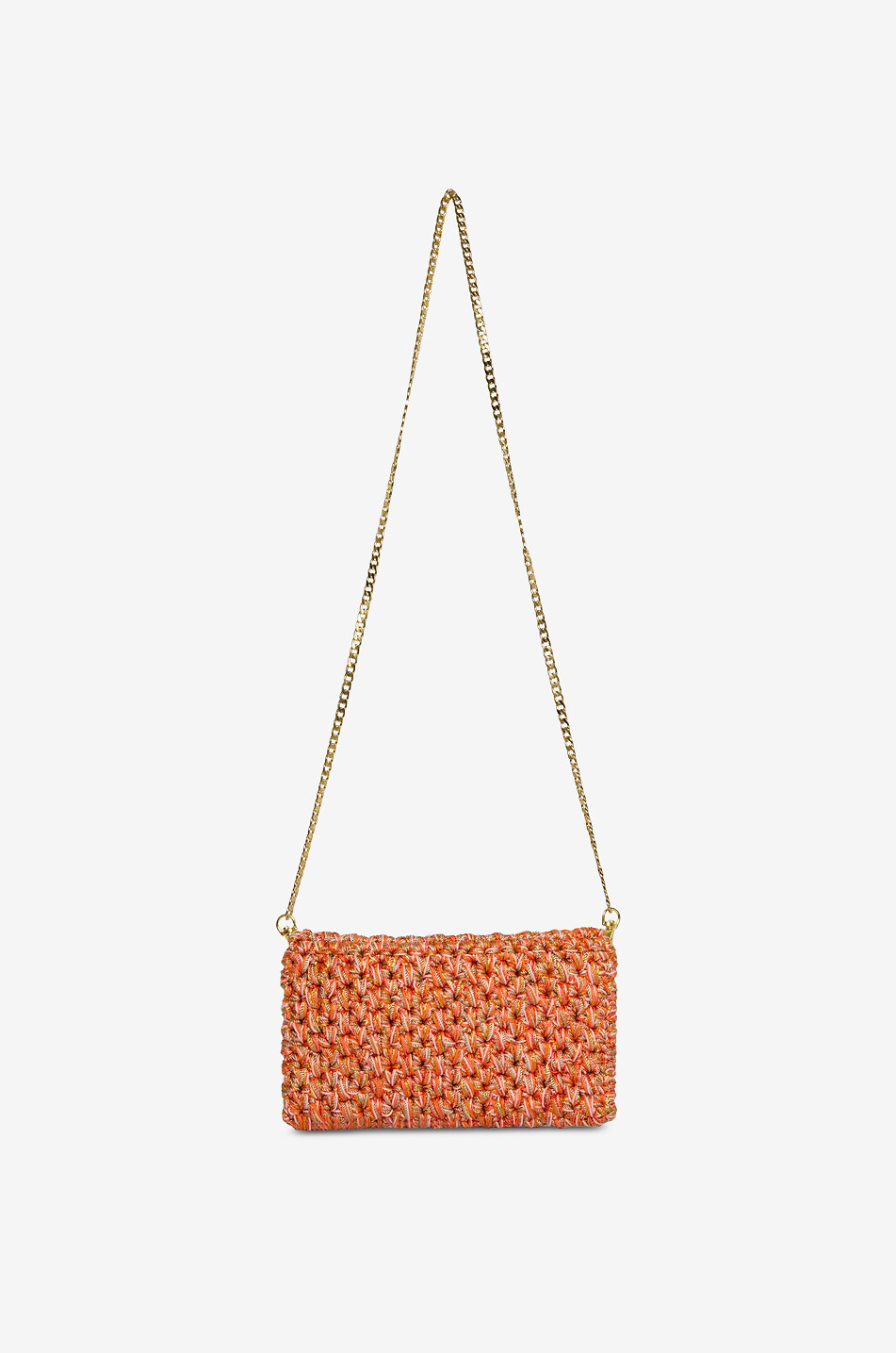 BOKS&BAUM PARIS Glitzernde gehäkelte Ketten-Schultertasche Anton Damen ORANGE 3