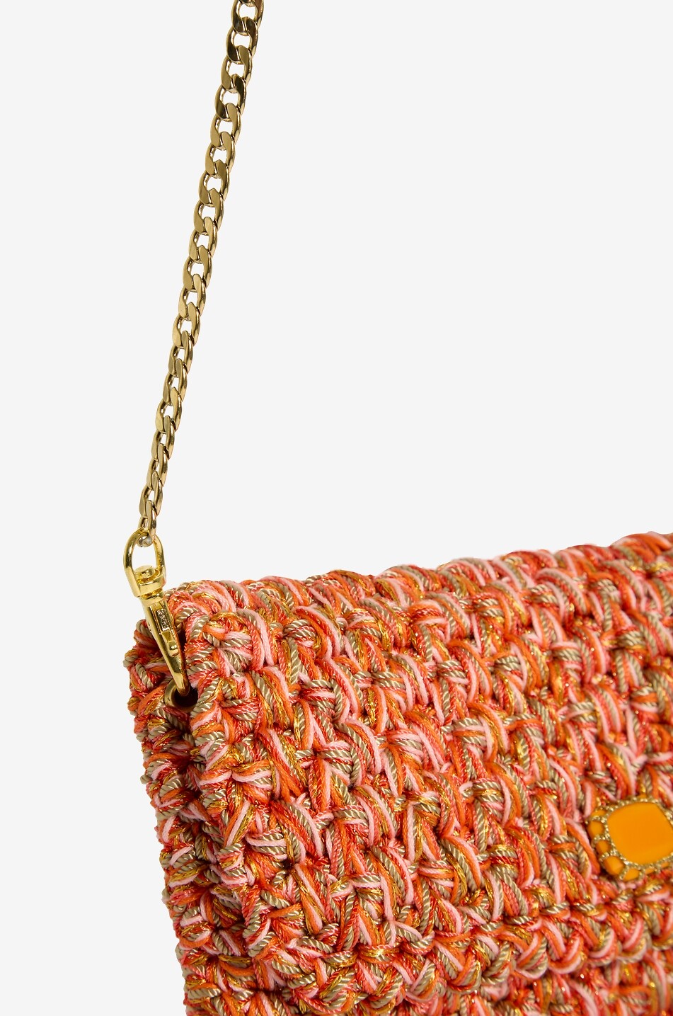 BOKS&BAUM PARIS Glitzernde gehäkelte Ketten-Schultertasche Anton Damen ORANGE 5