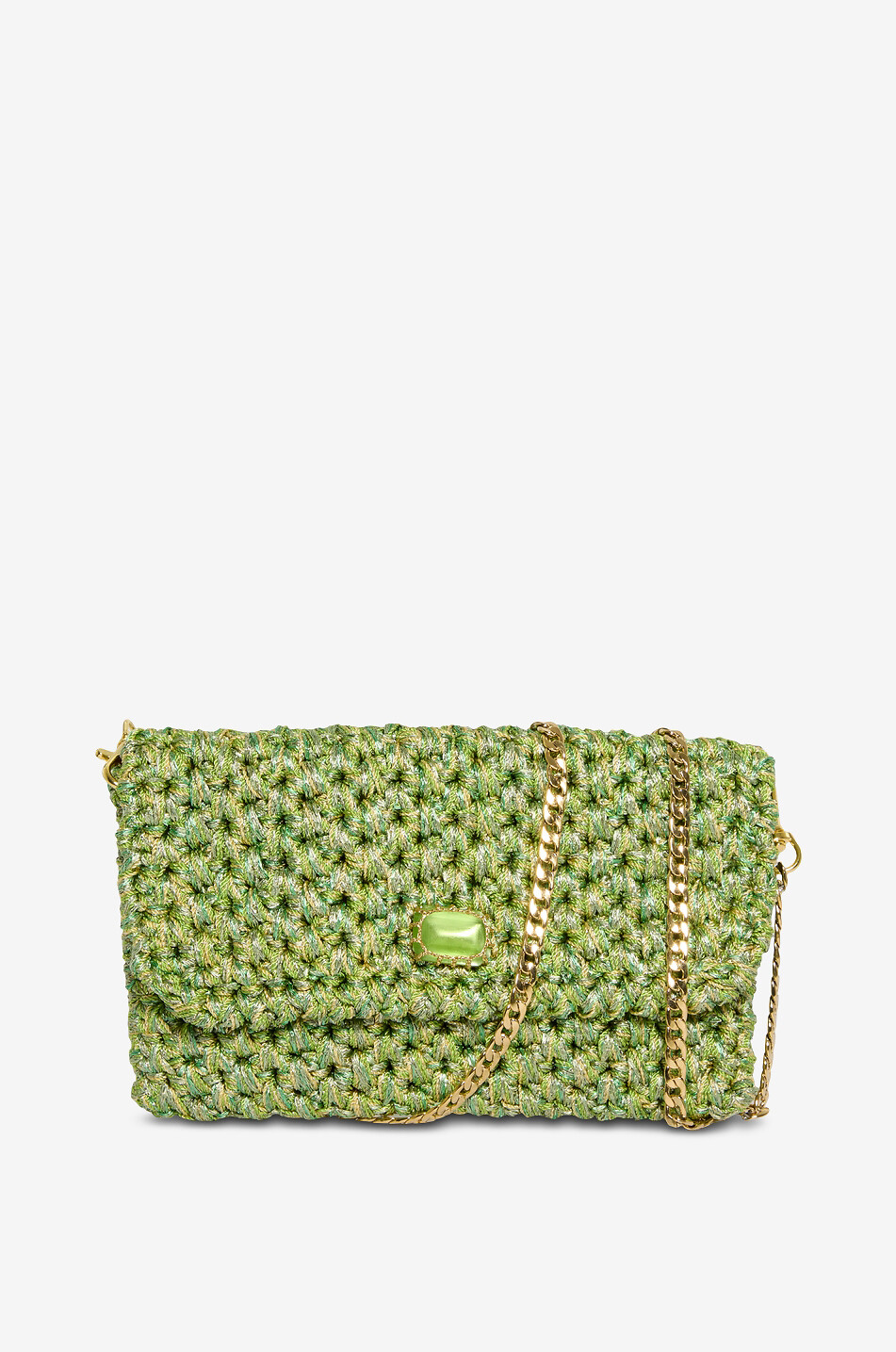 BOKS&BAUM PARIS Glitzernde gehäkelte Ketten-Schultertasche Anton Damen GRÜN 1