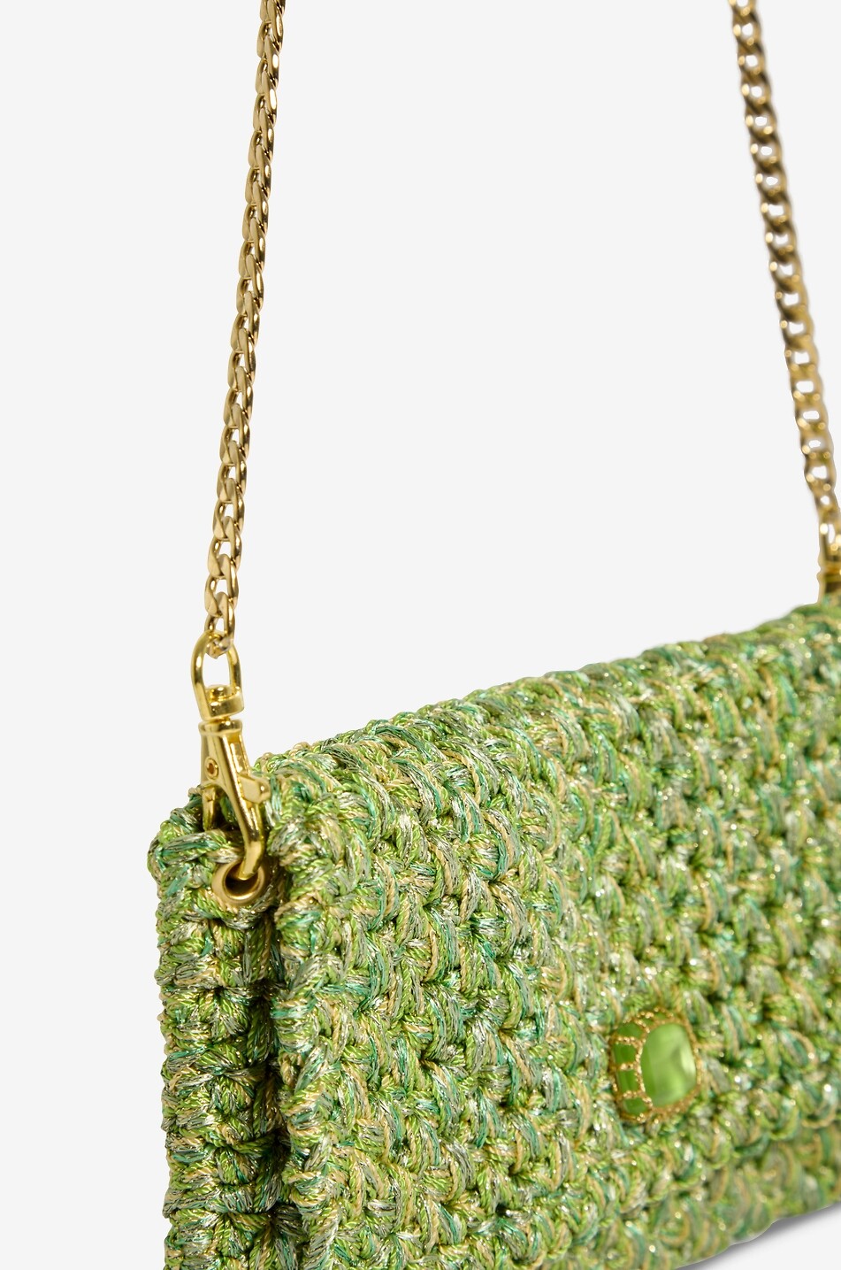 BOKS&BAUM PARIS Glitzernde gehäkelte Ketten-Schultertasche Anton Damen GRÜN 5