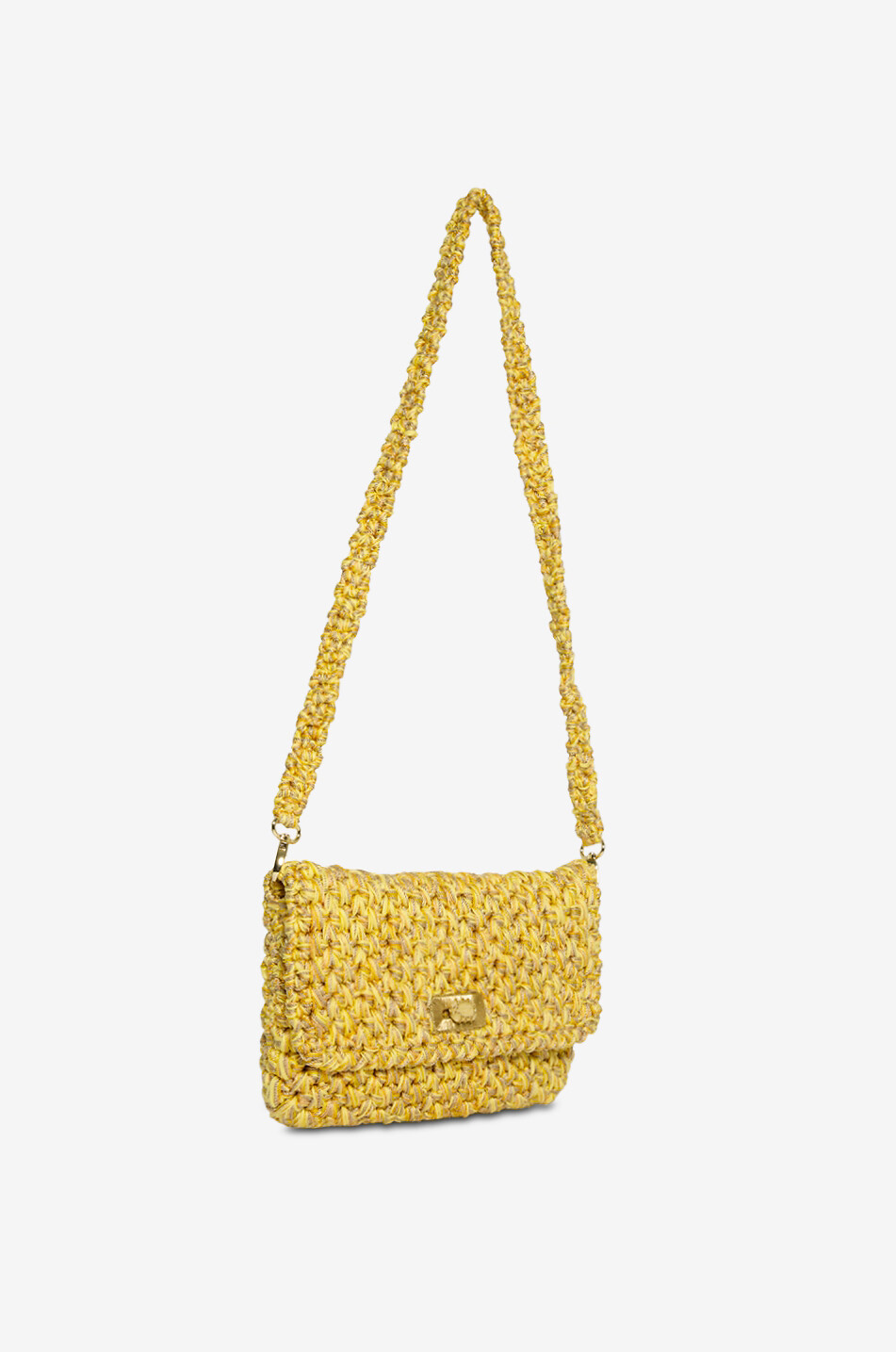 BOKS&BAUM PARIS Funkelnde rechteckige Häkeltasche Bovary Damen GELB 2