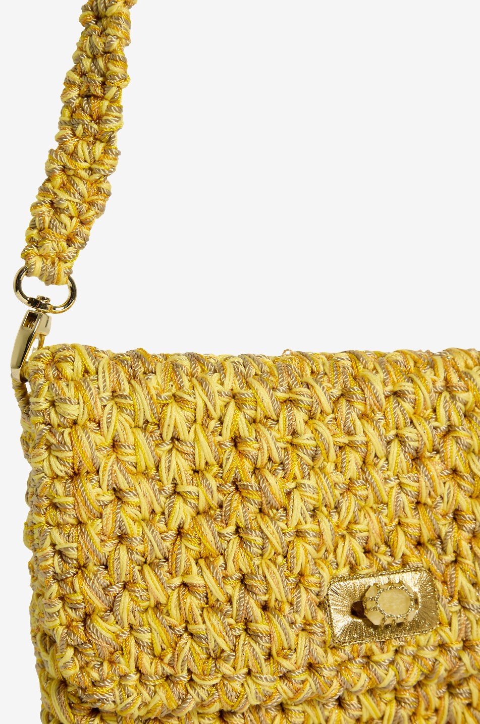 BOKS&BAUM PARIS Funkelnde rechteckige Häkeltasche Bovary Damen GELB 5
