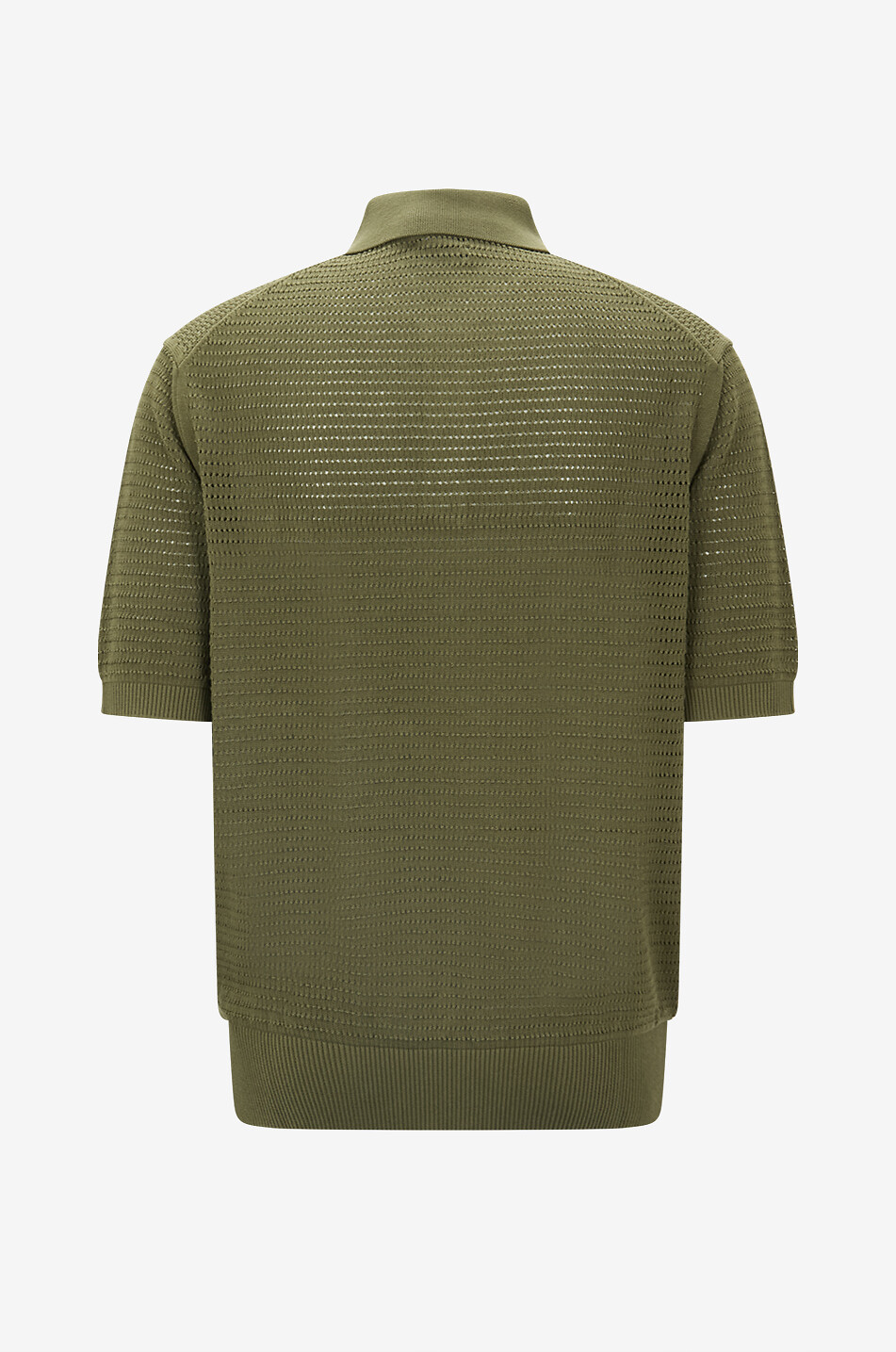 DRAKES Waffle knit Giza cotton short-sleeved openwork polo shirt Men DARK GREEN 2