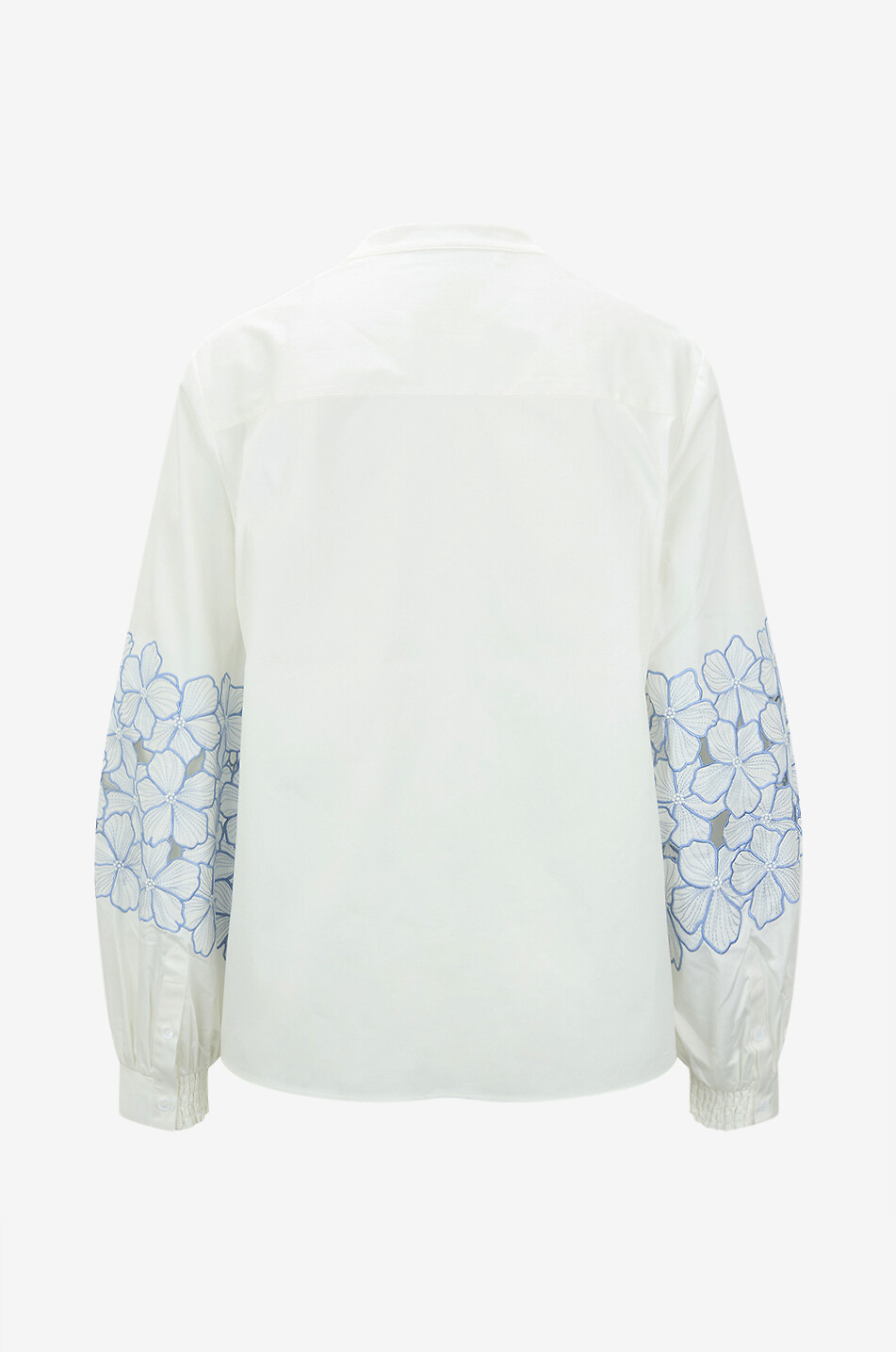 HERZENS Cotton poplin shirt with openwork flower embroideries on the sleeves Women WHITE 2