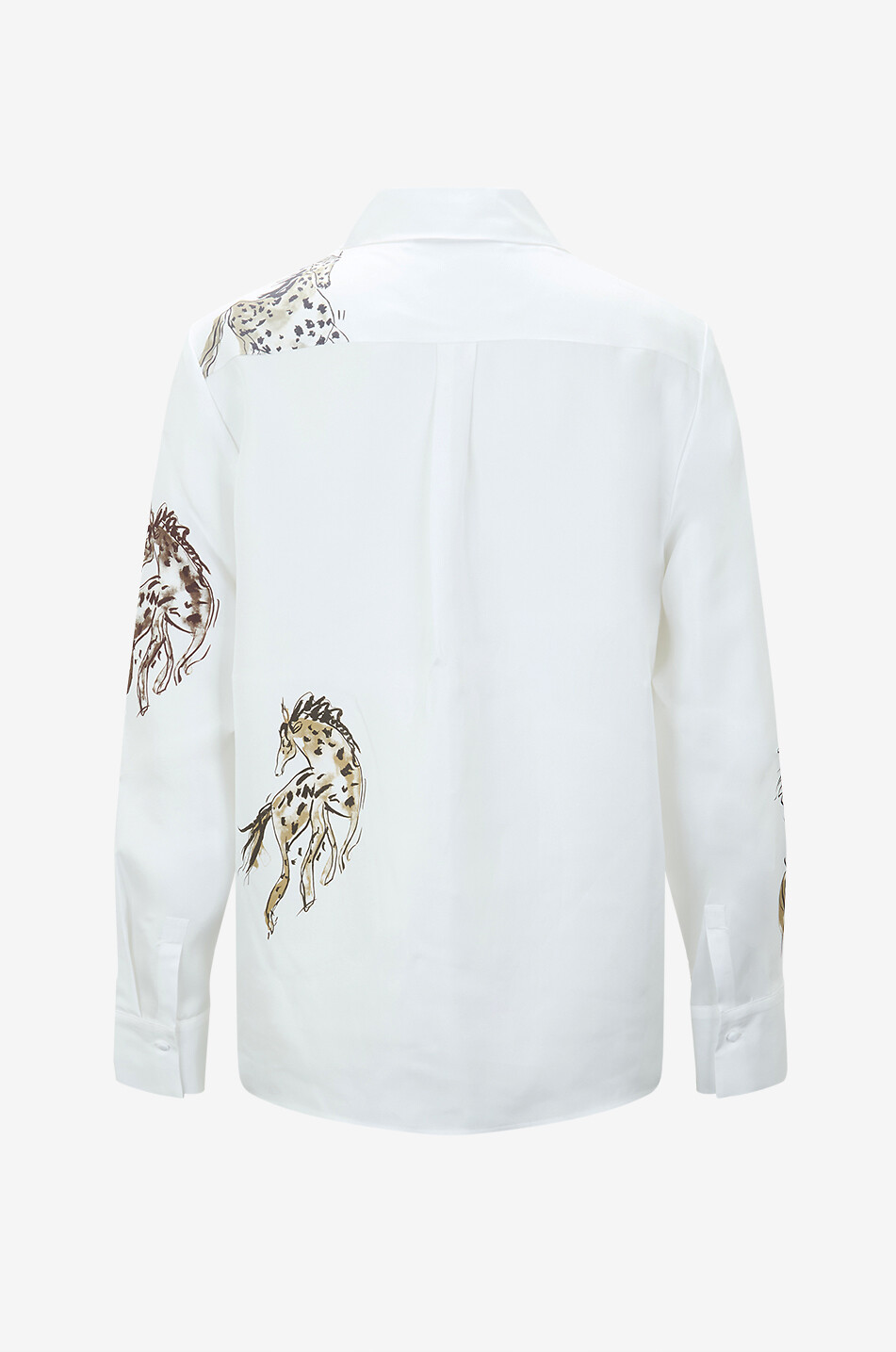 HERZENS Langarm-Hemd aus Seide mit Pferdeprint Damen WEISS 2
