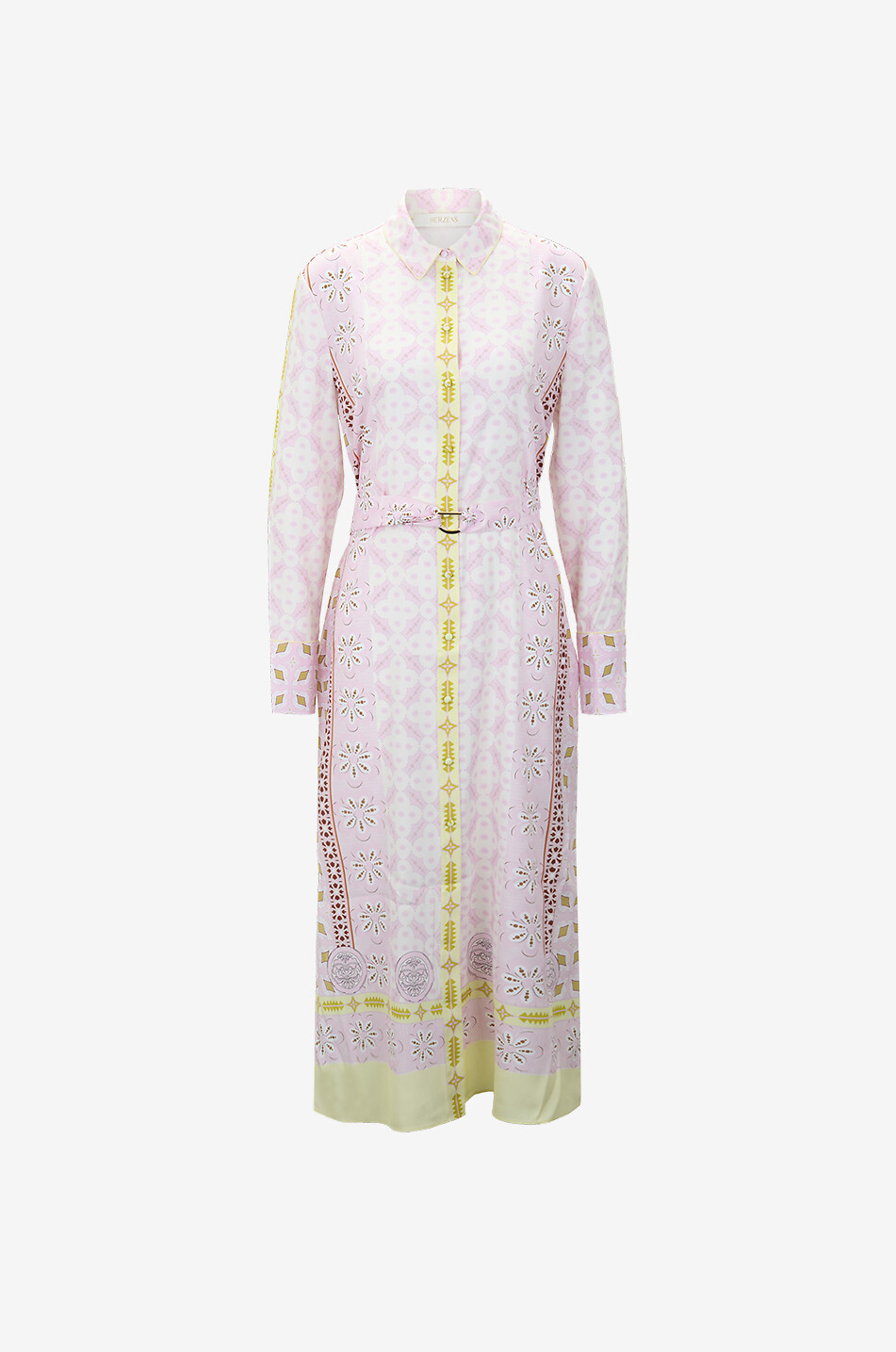 HERZENS Scarf printed silk blend midi shirt dress Women LIGHT PINK 1