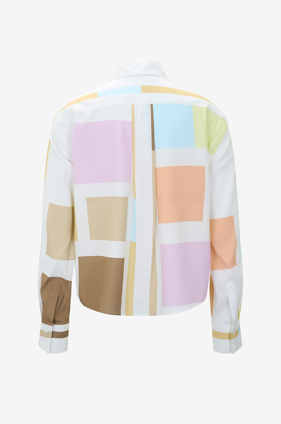 HERZENS Pastel square printed boxy silk shirt Women MULTI COLOURED 2