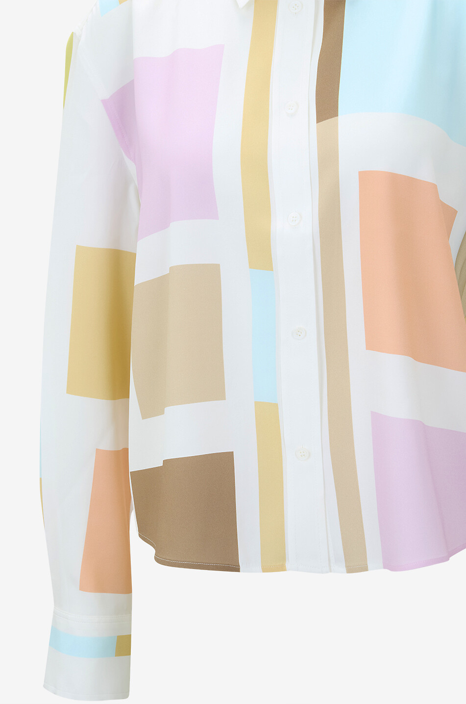 HERZENS Pastel square printed boxy silk shirt Women MULTI COLOURED 3