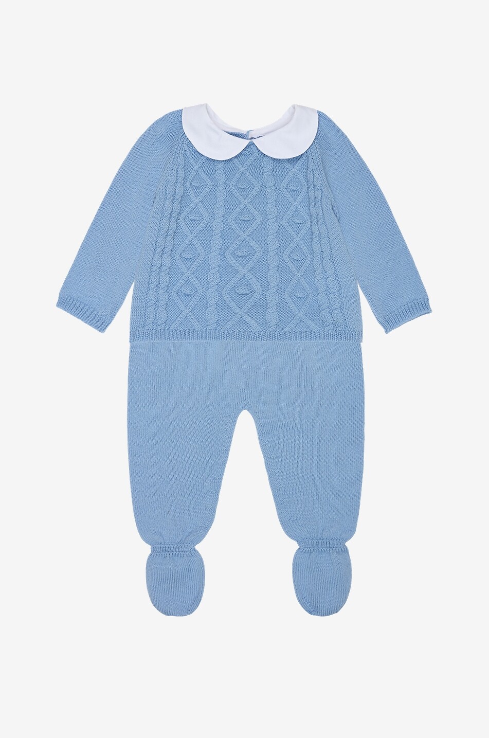 LA COQUETA Inigo baby cable-knit jumper and knit trousers set Baby BLUE 1