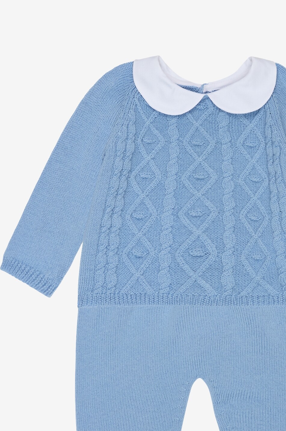 LA COQUETA Inigo baby cable-knit jumper and knit trousers set Baby BLUE 3