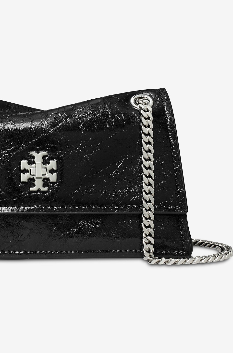 TORY BURCH Sac porté épaule en cuir d'agneau craquelé Kira Mini Femme NOIR 4