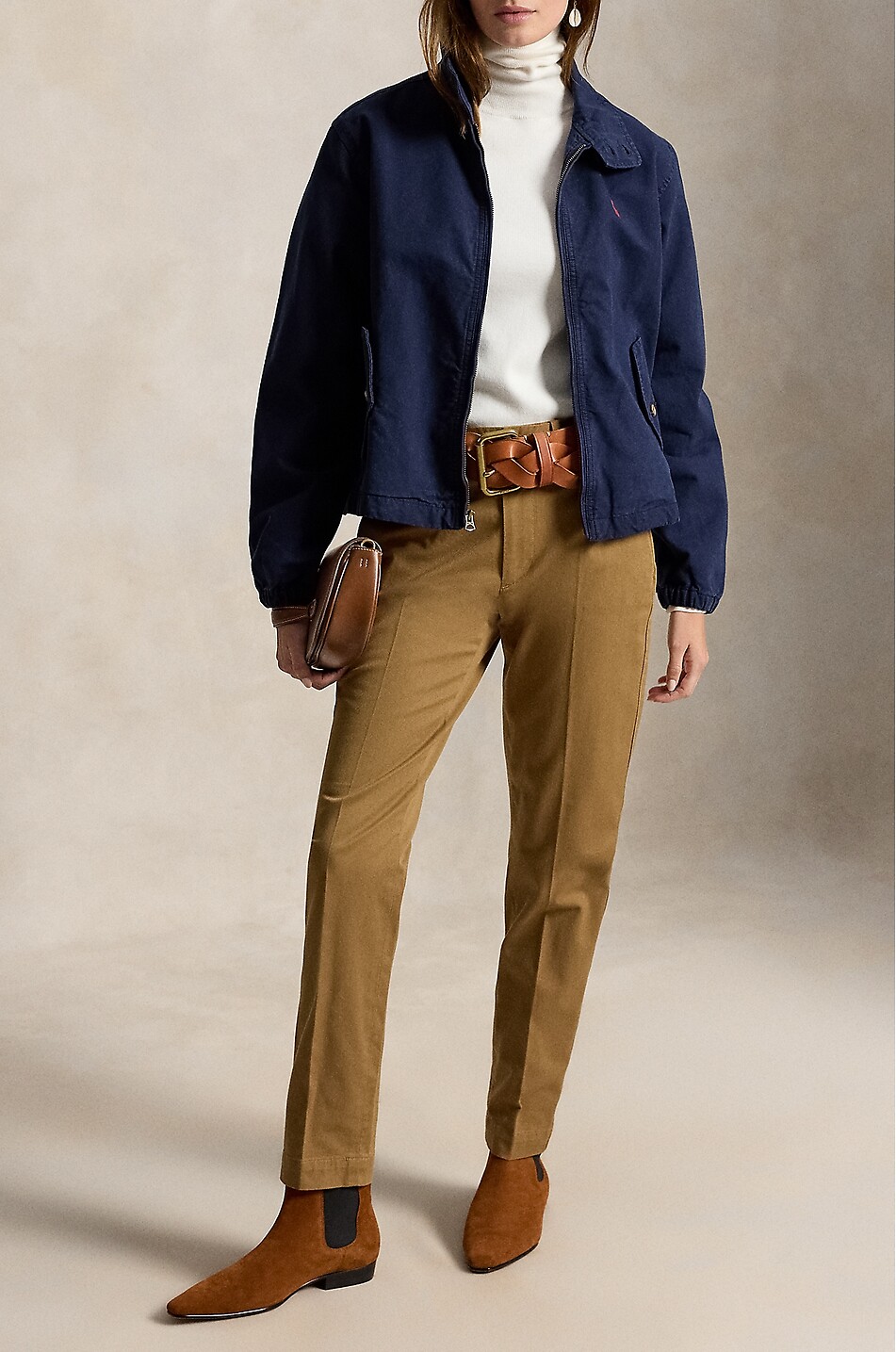 POLO RALPH LAUREN Pantalon chino en sergé de coton Slim Cropped Femme MARRON 4