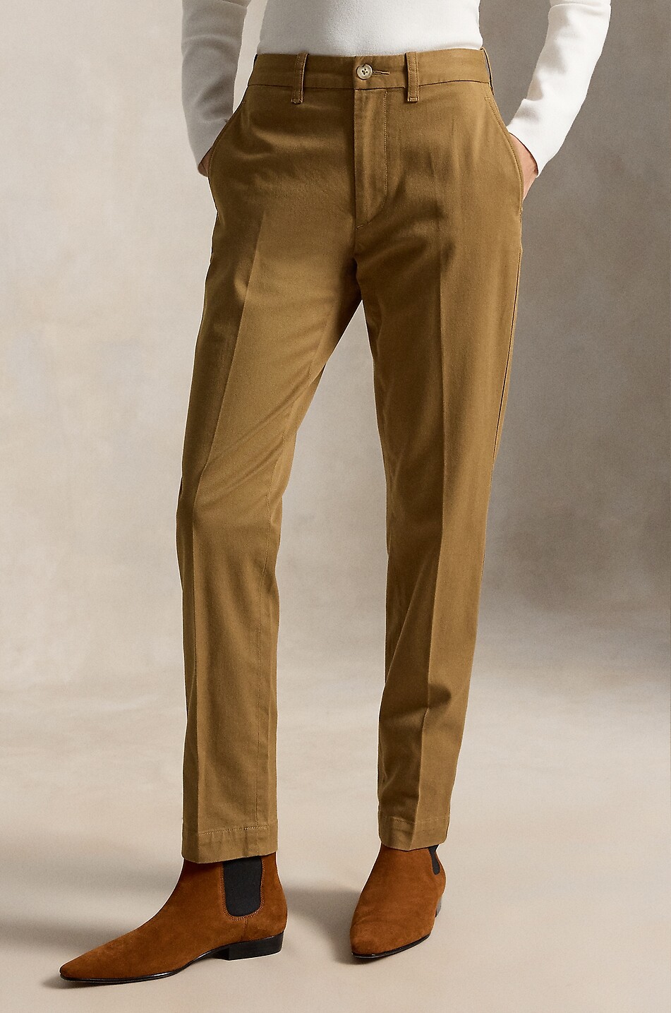 POLO RALPH LAUREN Pantalon chino en sergé de coton Slim Cropped Femme MARRON 2