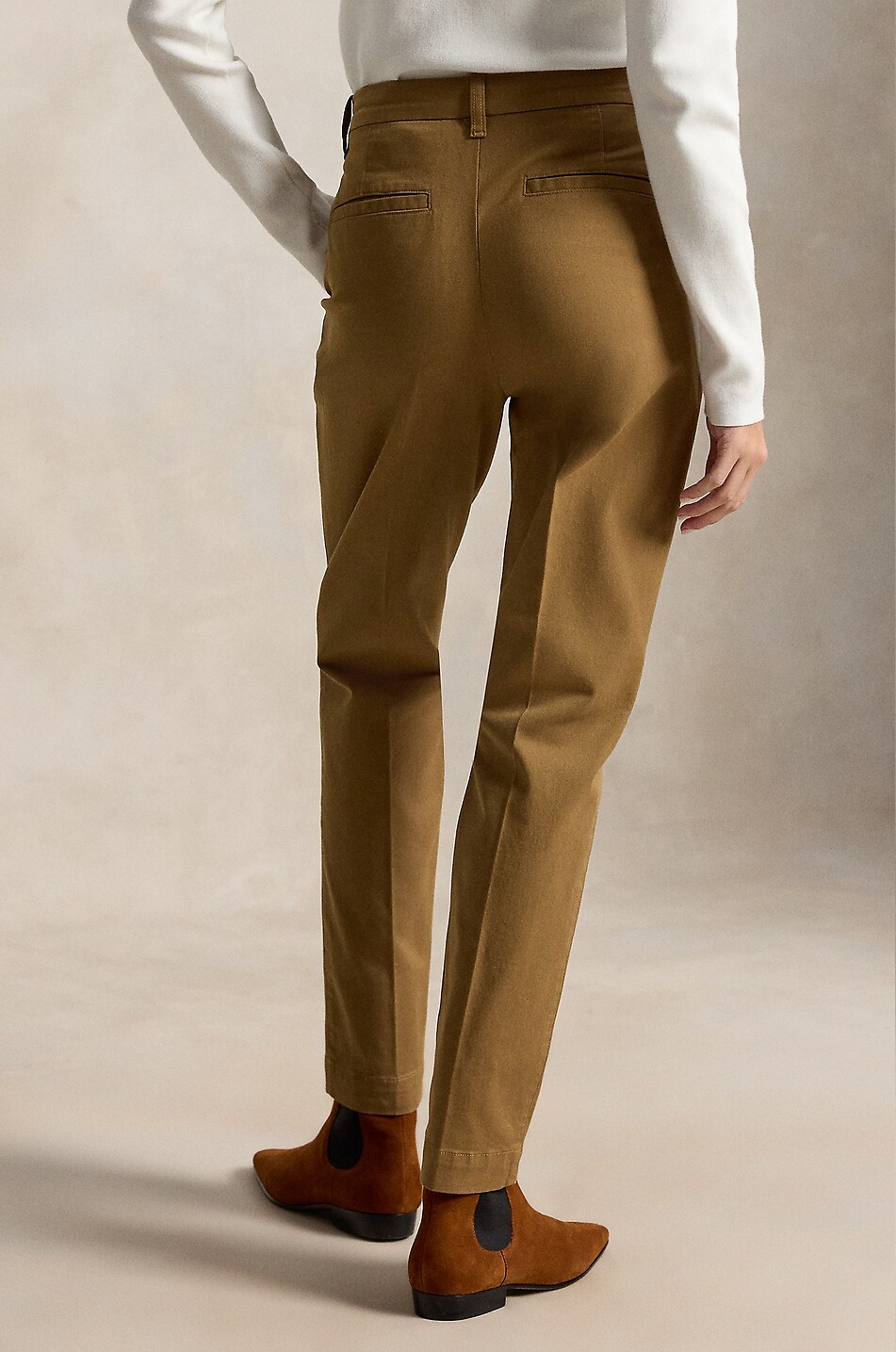 POLO RALPH LAUREN Pantalon chino en sergé de coton Slim Cropped Femme MARRON 3