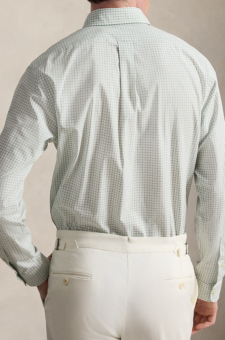 POLO RALPH LAUREN Pony Custom Fit long-sleeved cotton poplin checked shirt Men MEDIUM GREEN 3