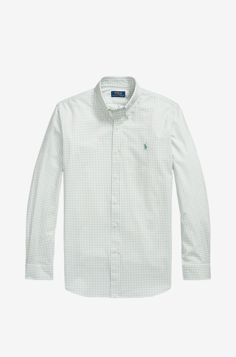 POLO RALPH LAUREN Pony Custom Fit long-sleeved cotton poplin checked shirt Men MEDIUM GREEN 1