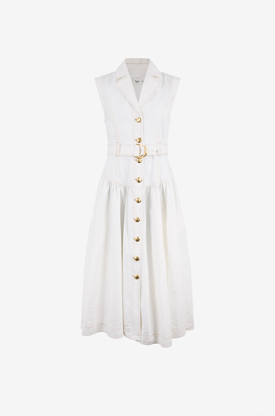 AJE Liliana sleeveless fitted denim midi shirt dress Women WHITE 2