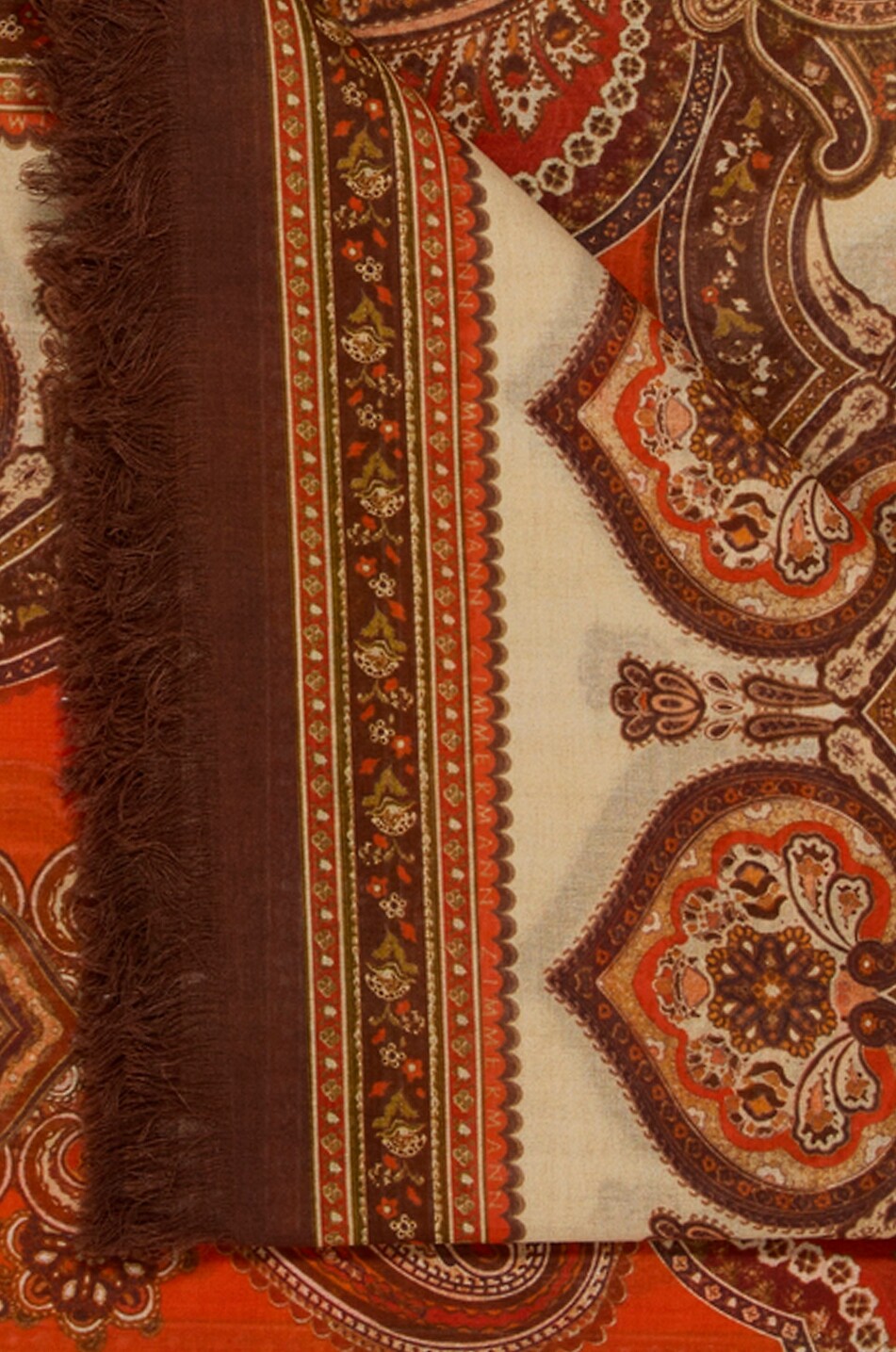 ZIMMERMANN Fringed Paisley printed cotton pareo Women ORANGE 2