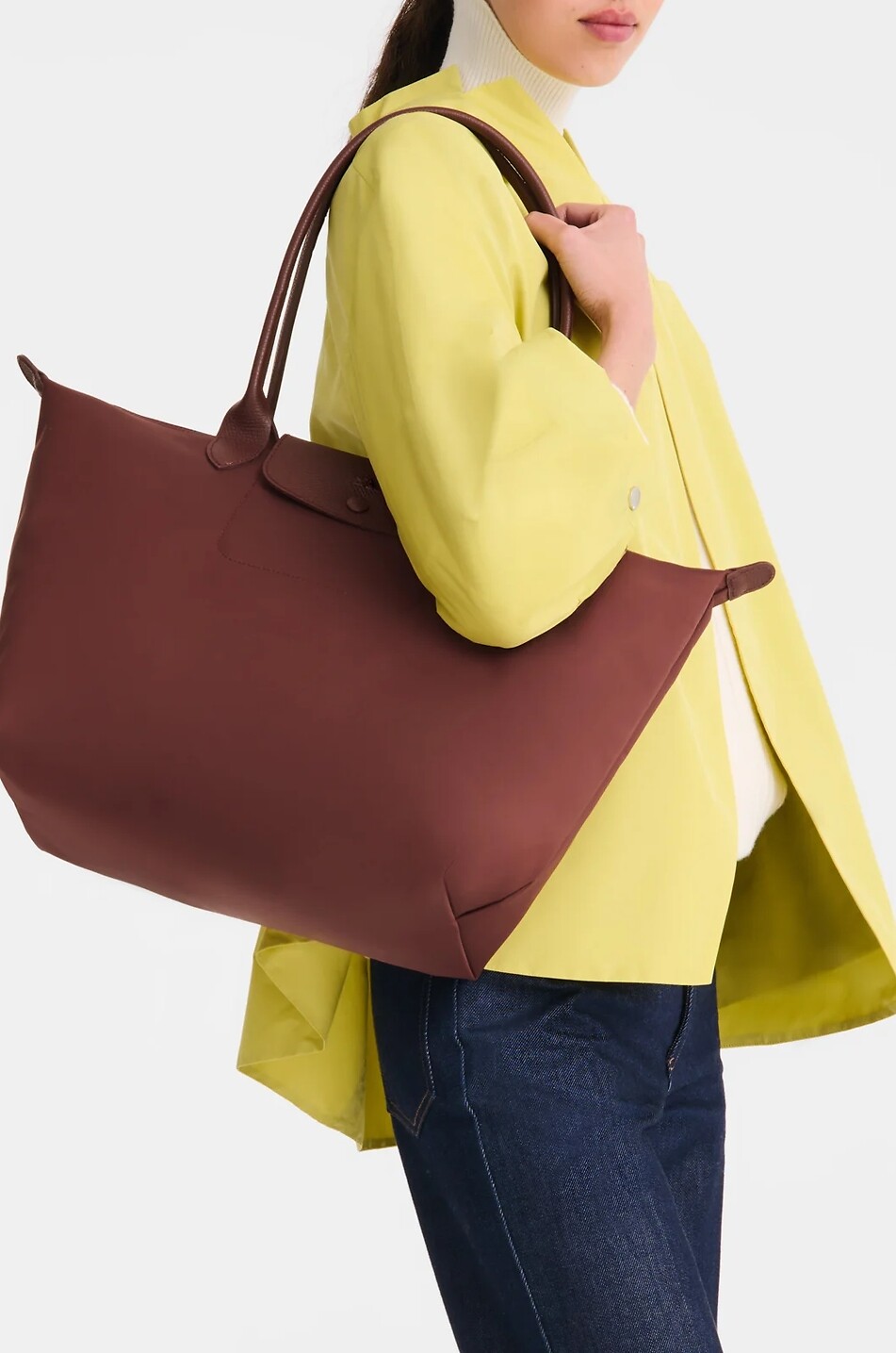 LONGCHAMP Shopper aus Canvas und Leder Le Pliage One L Damen DUNKELROT 3