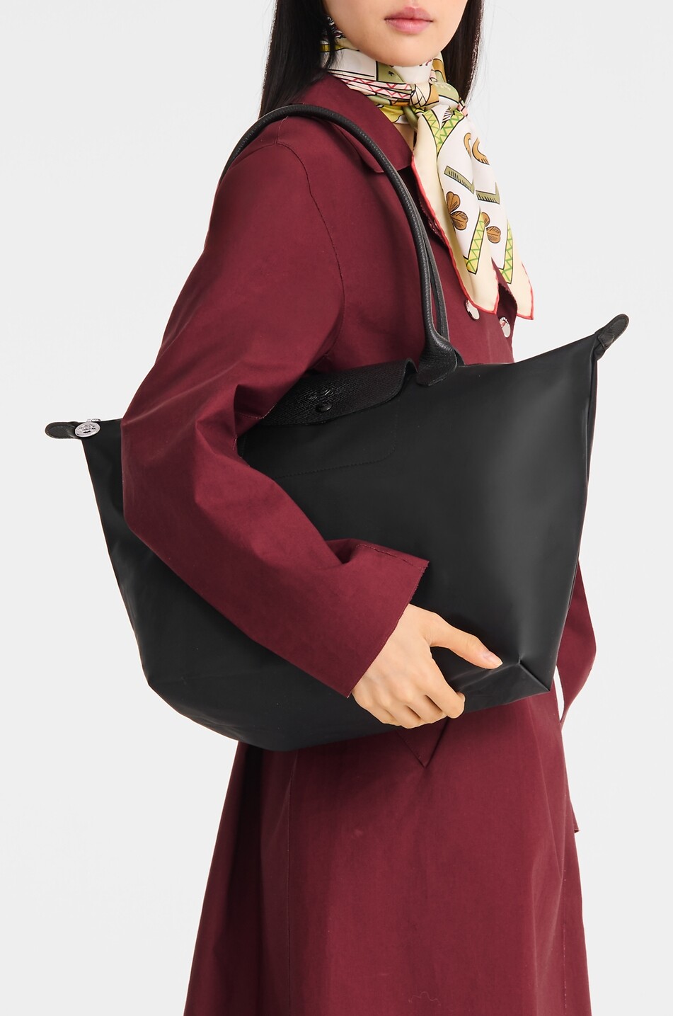LONGCHAMP Sac cabas en toile et cuir Le Pliage One L Femme NOIR 3