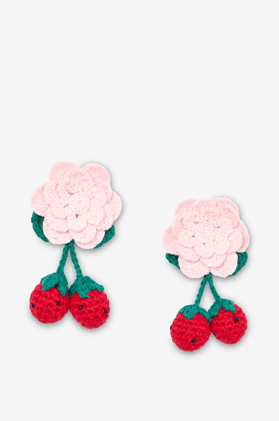 Flower and strawberry embellished girls' set of 2 hair clips