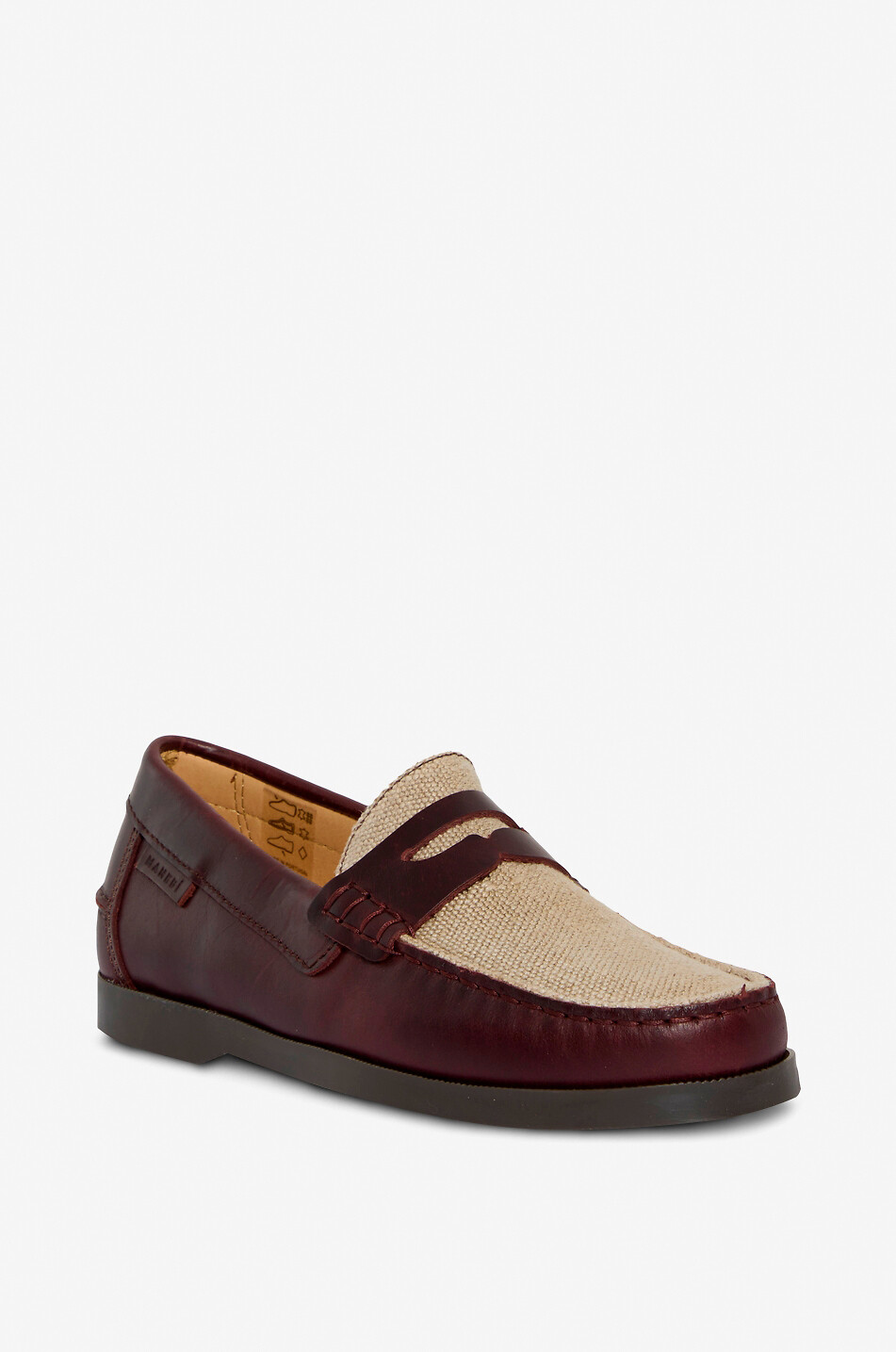 MANEBI Mocassins en cuir et toile de coton Femme MARRON 2