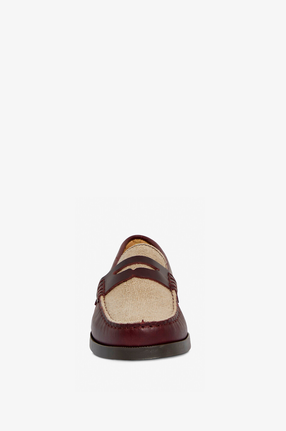 MANEBI Mocassins en cuir et toile de coton Femme MARRON 3