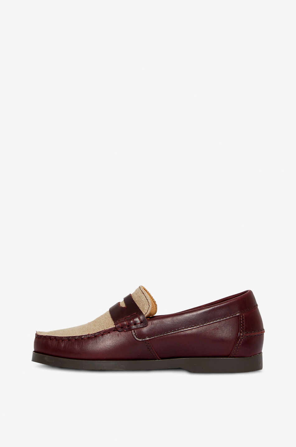 MANEBI Mocassins en cuir et toile de coton Femme MARRON 4