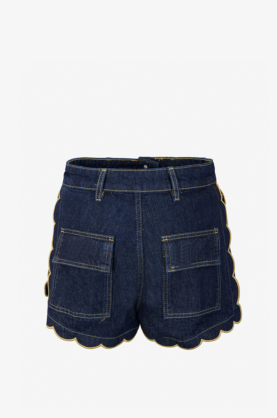 FARM RIO Short en denim à bords festonnés Pleats Femme BLEU FONCE 2