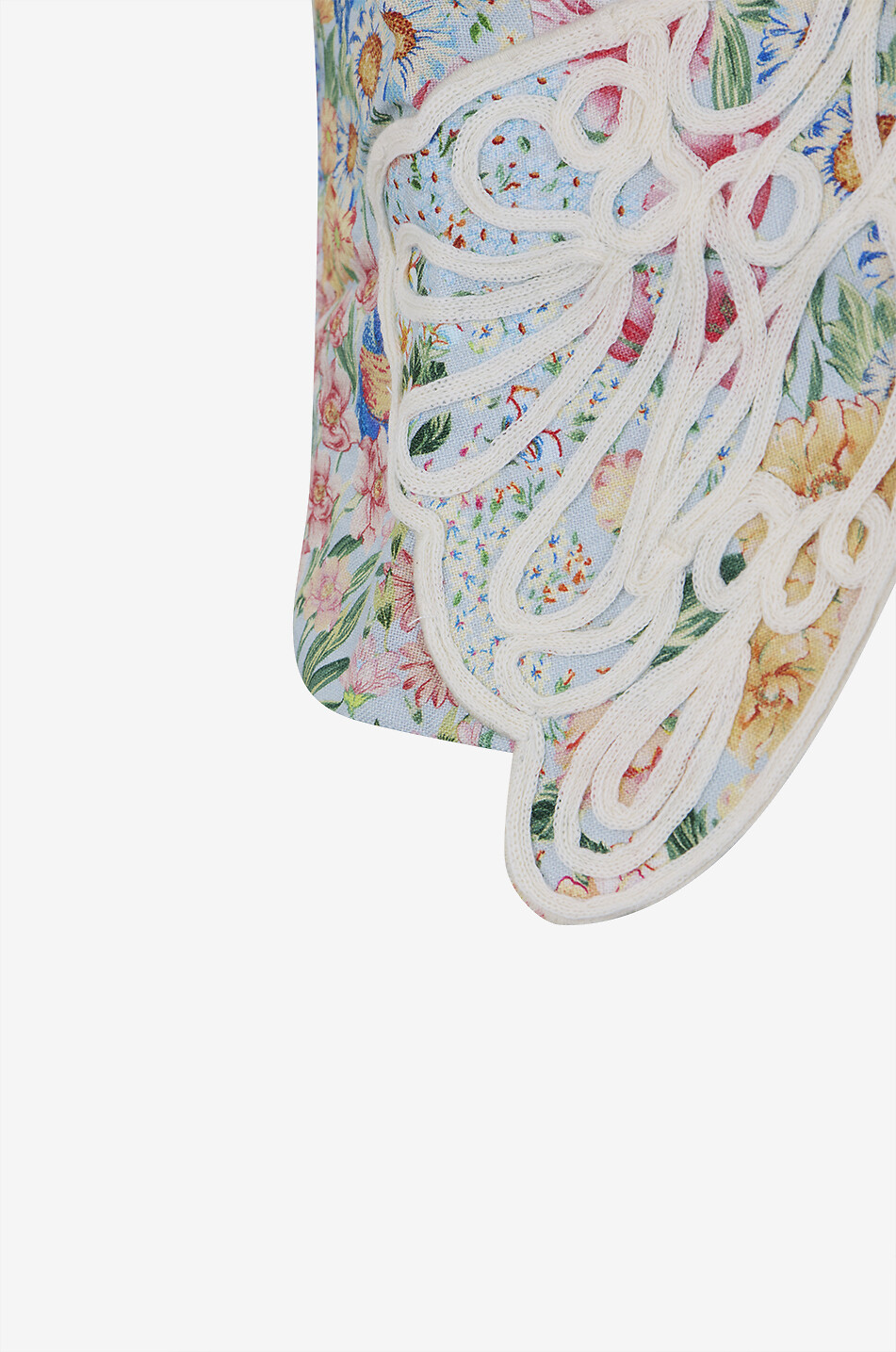 FARM RIO Gilet raccourci à col V en lin floral brodé Rendeira Femme MULTICOLORE 3