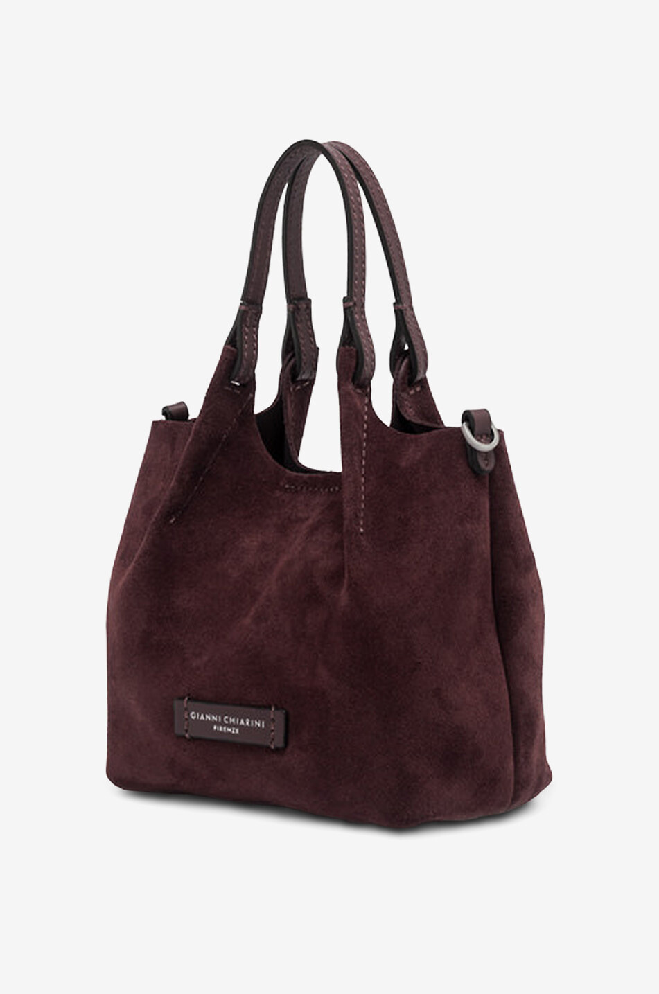 GIANNI CHIARINI Shopper aus Veloursleder Dua Small Damen DUNKELROT 5