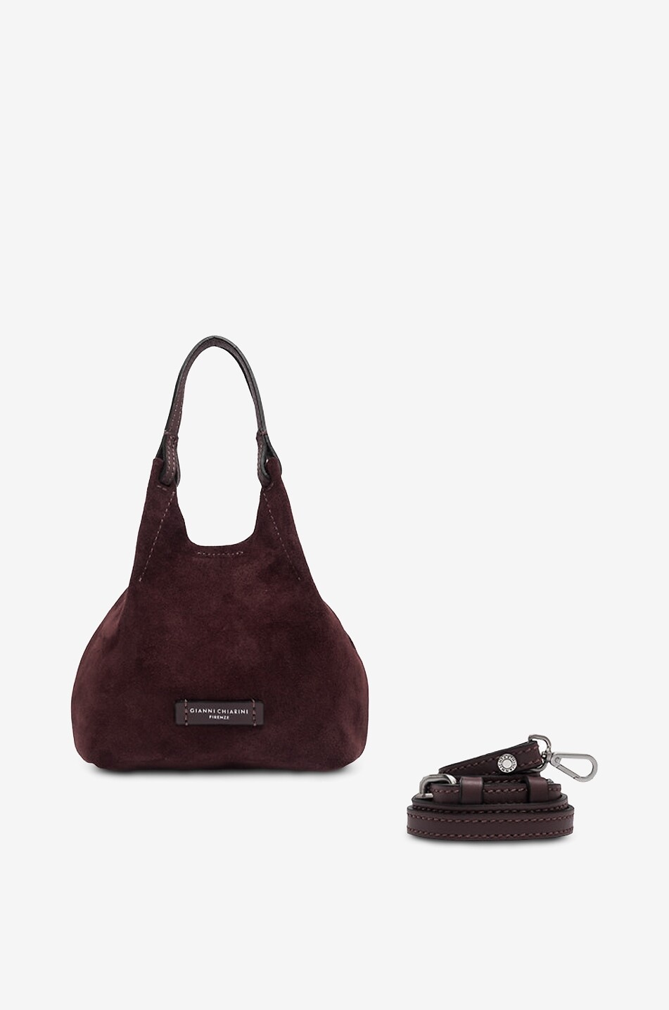GIANNI CHIARINI Shopper aus Veloursleder Dua Small Damen DUNKELROT 2