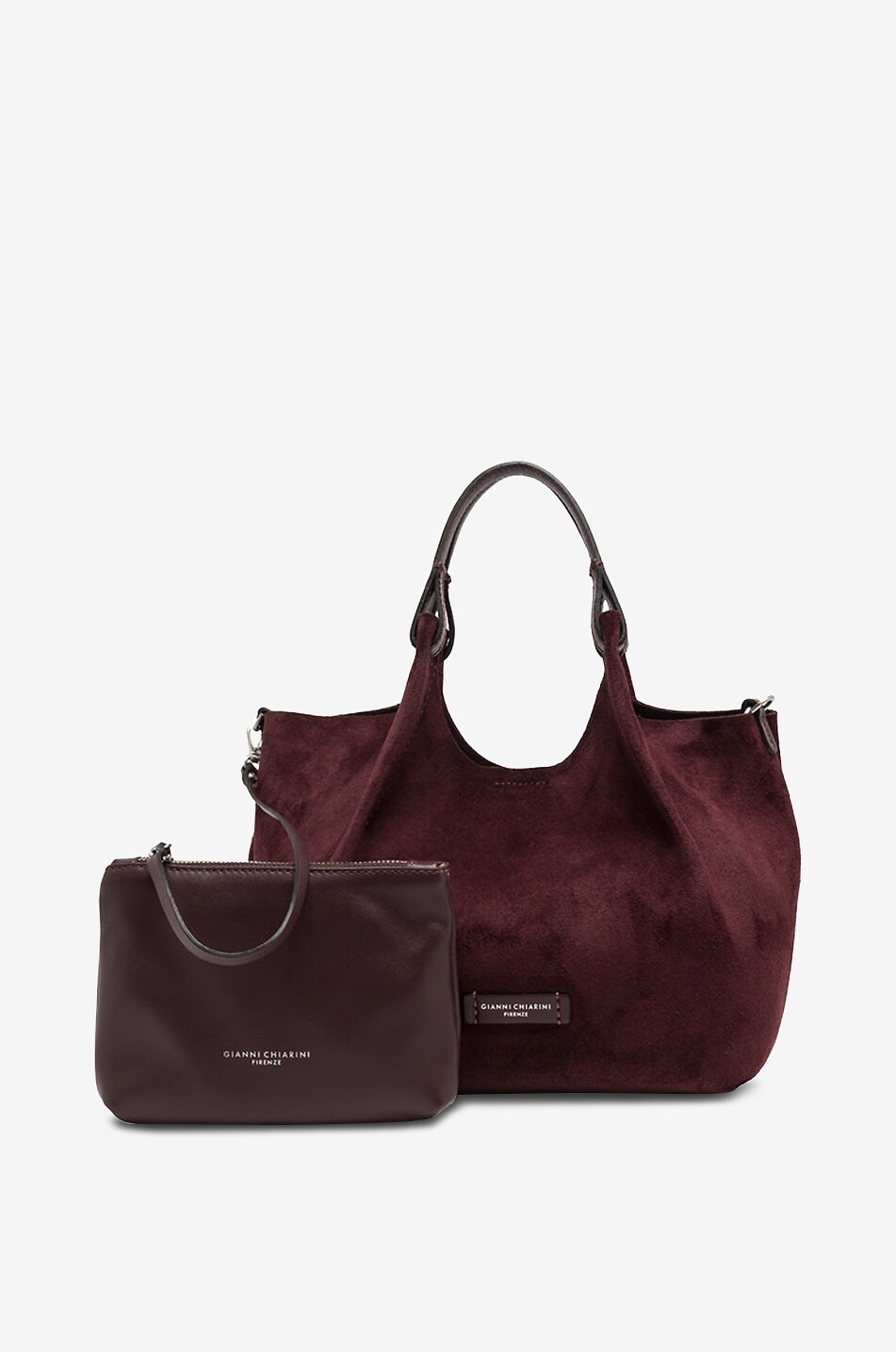 GIANNI CHIARINI Shopper aus Veloursleder mit Mäppchen Dua Medium Damen DUNKELROT 2