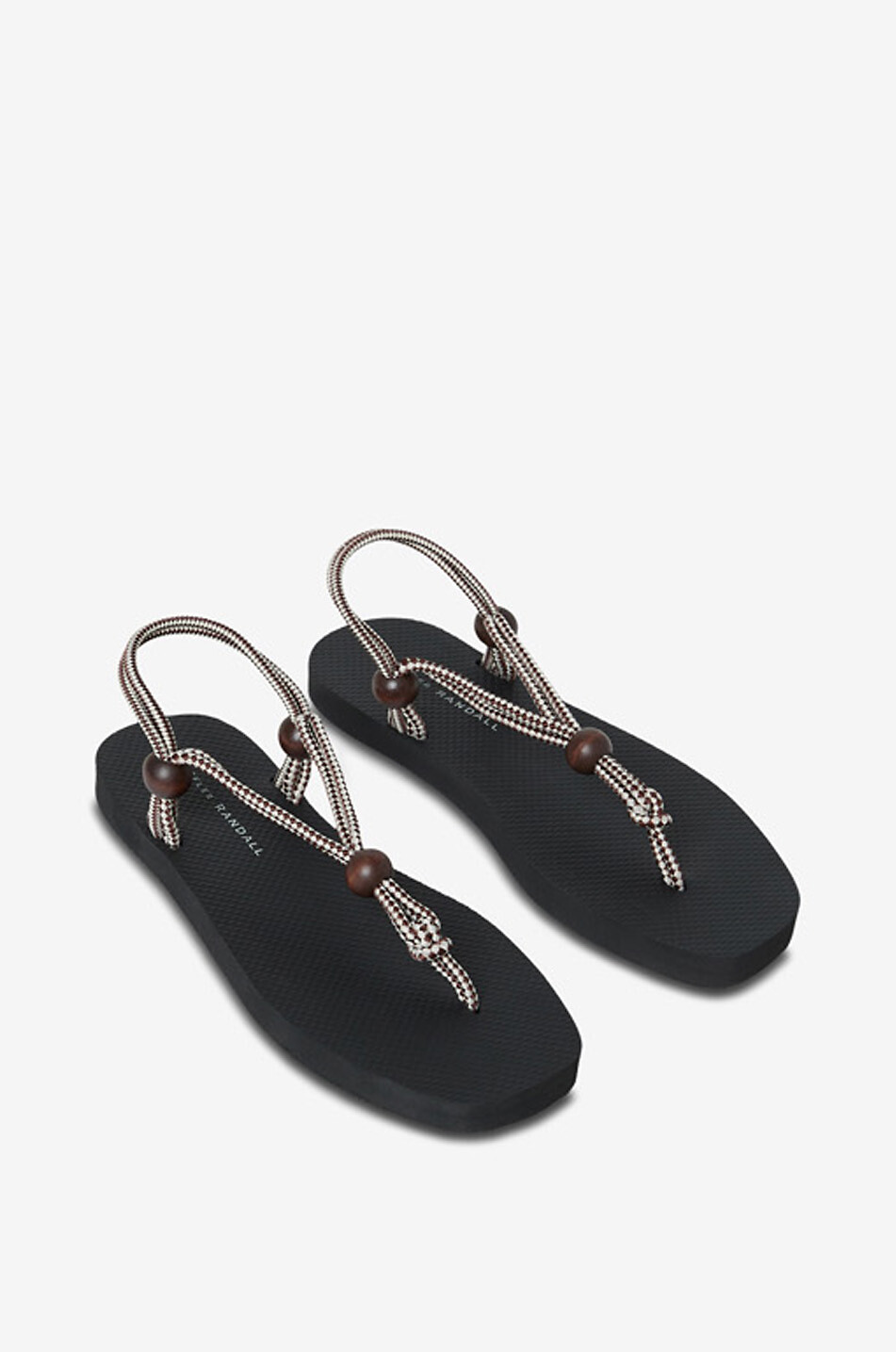 LOEFFLER RANDALL Flache Kordel-Sandalen mit Holzperlen Mika Damen SCHWARZ 5