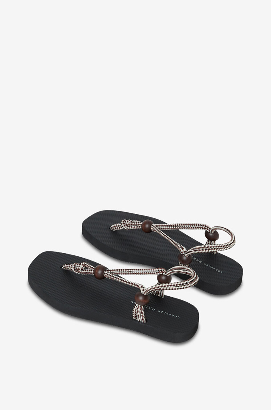 LOEFFLER RANDALL Flache Kordel-Sandalen mit Holzperlen Mika Damen SCHWARZ 6