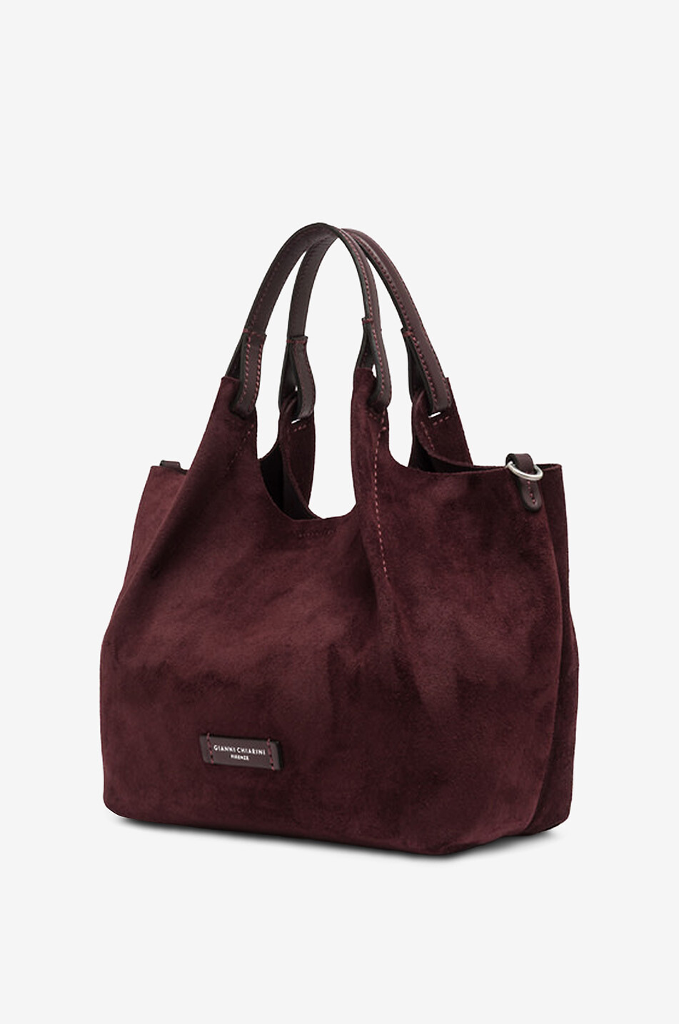 GIANNI CHIARINI Shopper aus Veloursleder mit Mäppchen Dua Medium Damen DUNKELROT 6