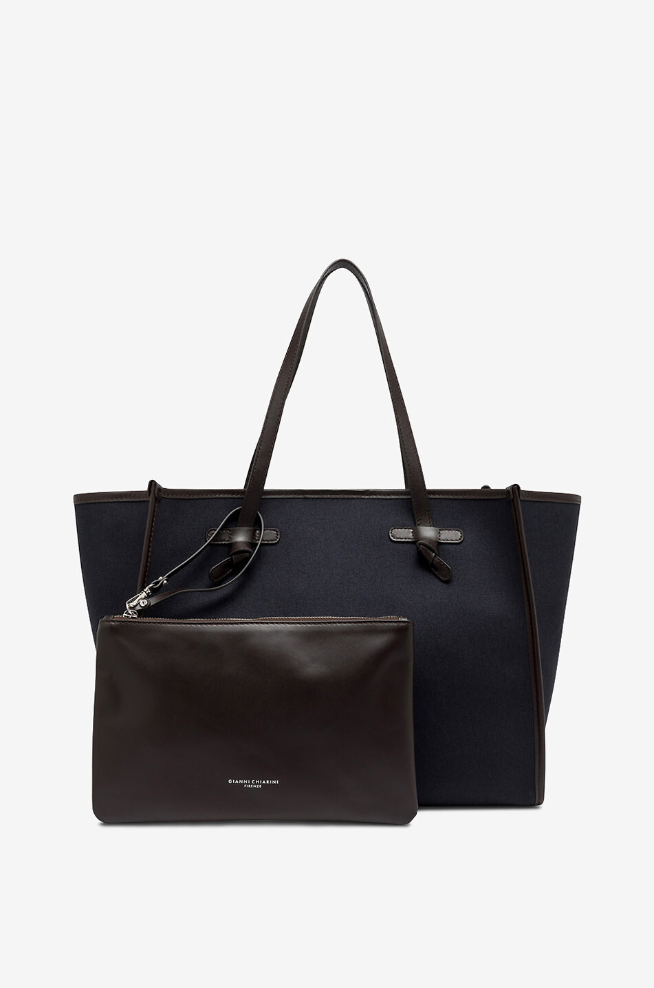 GIANNI CHIARINI Sac cabas en toile et cuir Marcella Large Femme BLEU FONCE 2