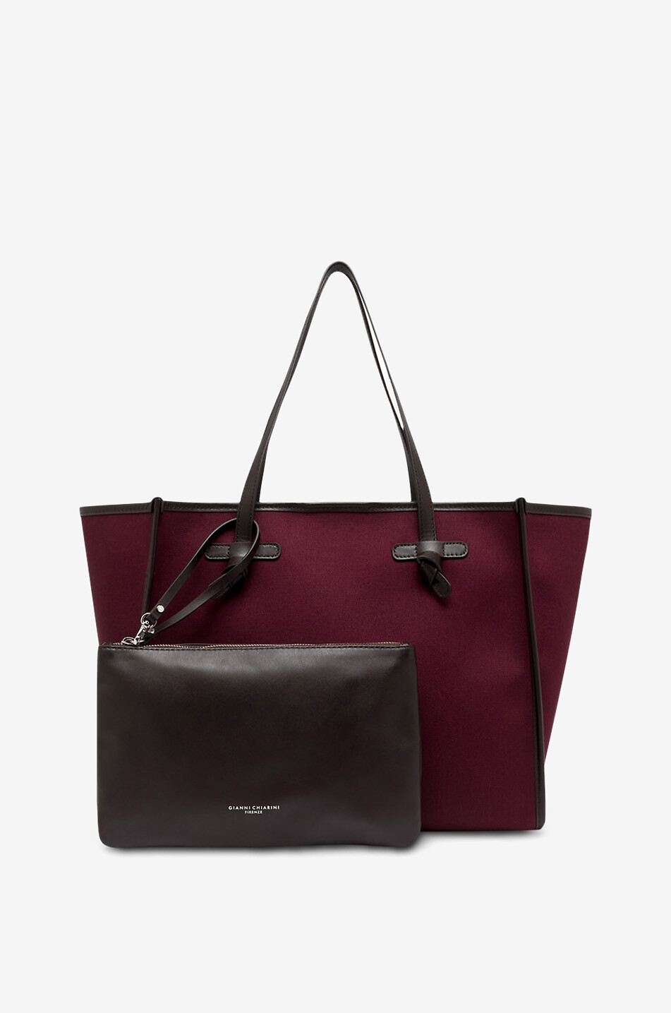 GIANNI CHIARINI Sac cabas en toile et cuir Marcella Large Femme ROUGE FONCÉ 2