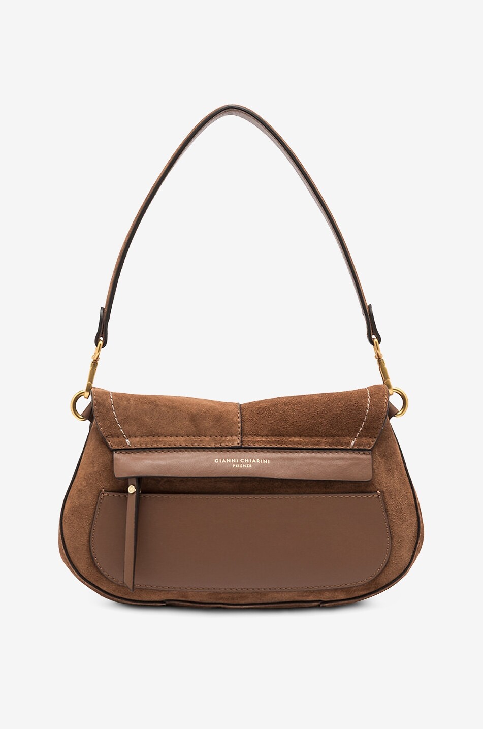 GIANNI CHIARINI Gerundete Schultertasche aus Veloursleder Helena Round Medium Damen HELLBRAUN 2