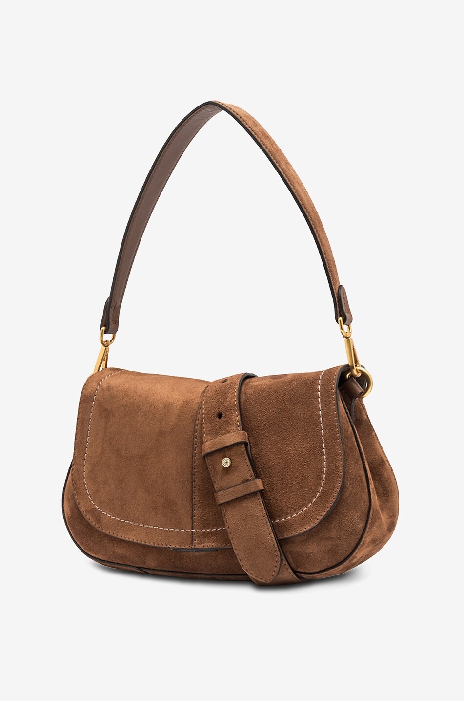 GIANNI CHIARINI Gerundete Schultertasche aus Veloursleder Helena Round Medium Damen HELLBRAUN 3