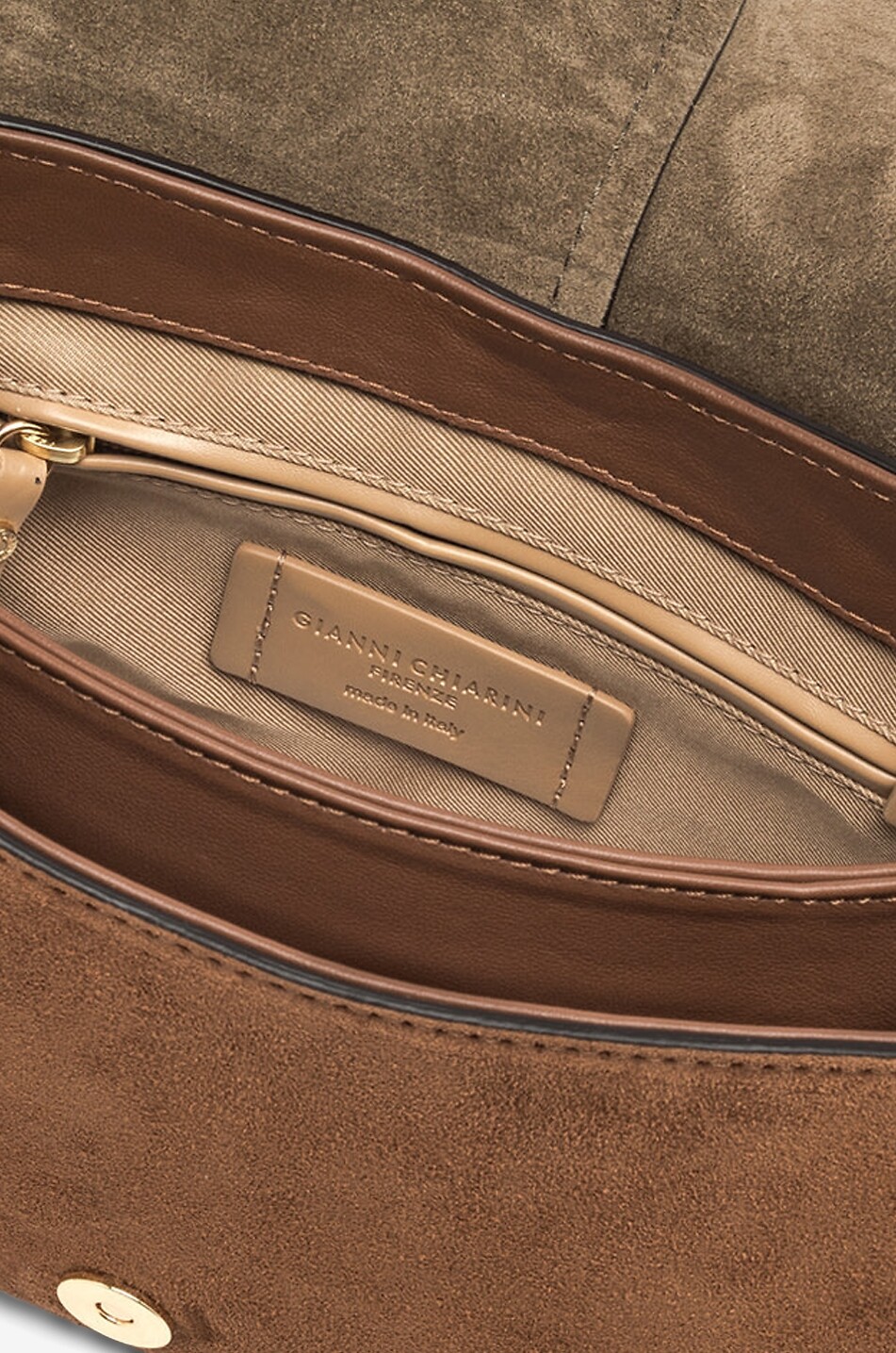 GIANNI CHIARINI Gerundete Schultertasche aus Veloursleder Helena Round Medium Damen HELLBRAUN 4