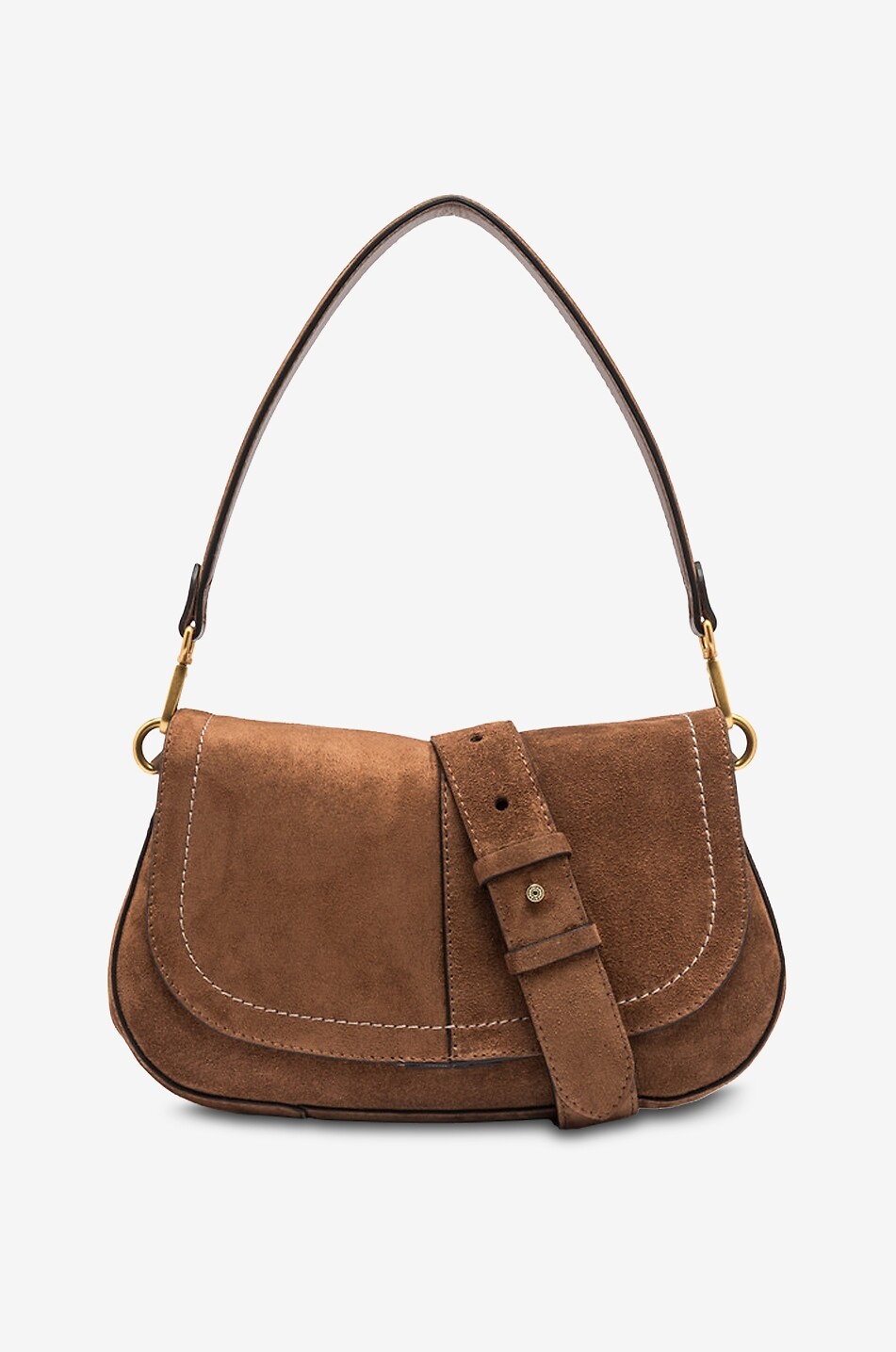 GIANNI CHIARINI Gerundete Schultertasche aus Veloursleder Helena Round Medium Damen HELLBRAUN 1