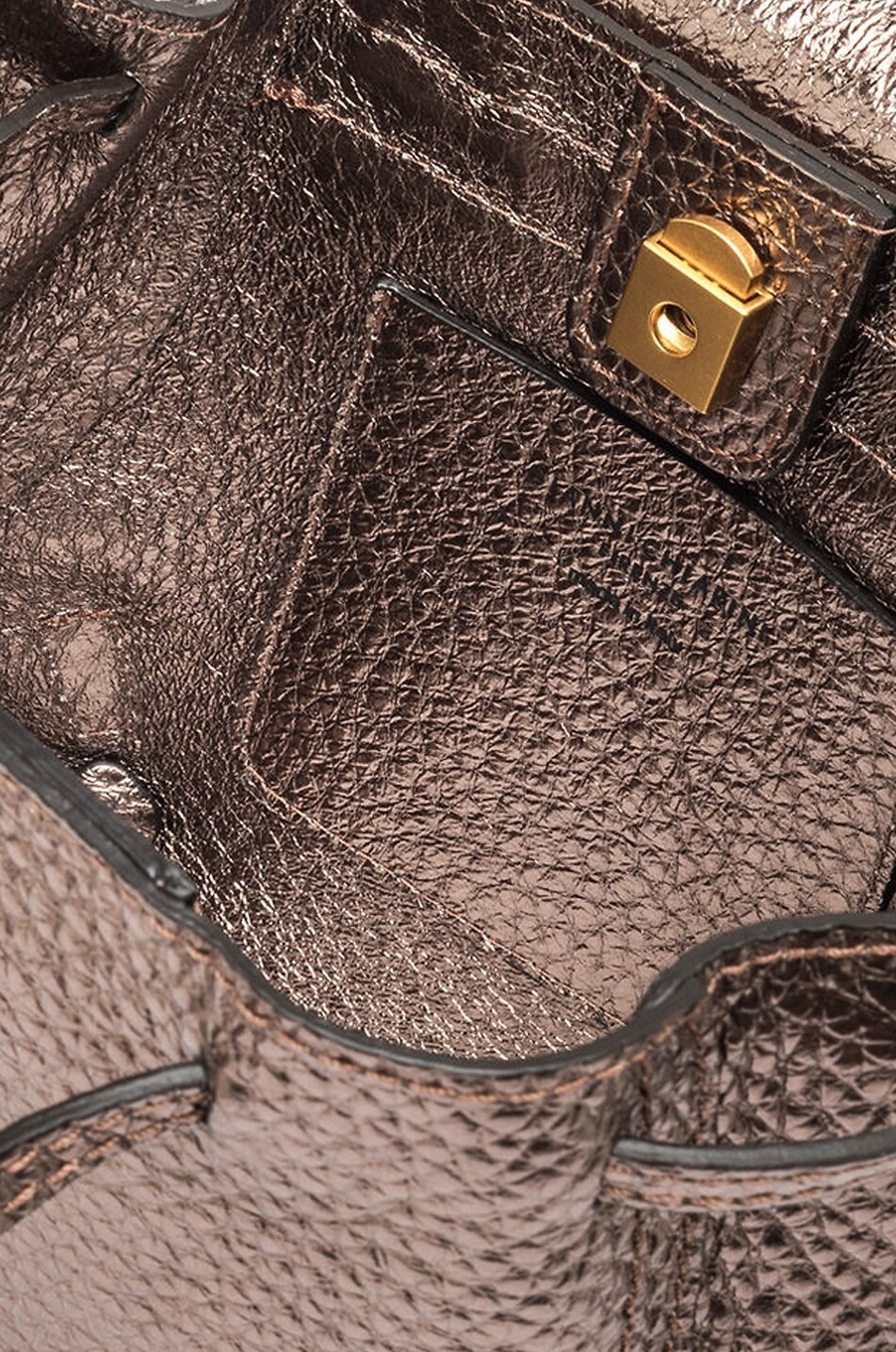 GIANNI CHIARINI Sac à dos en cuir grainé métallisé Violette Small Femme BRONZE 4