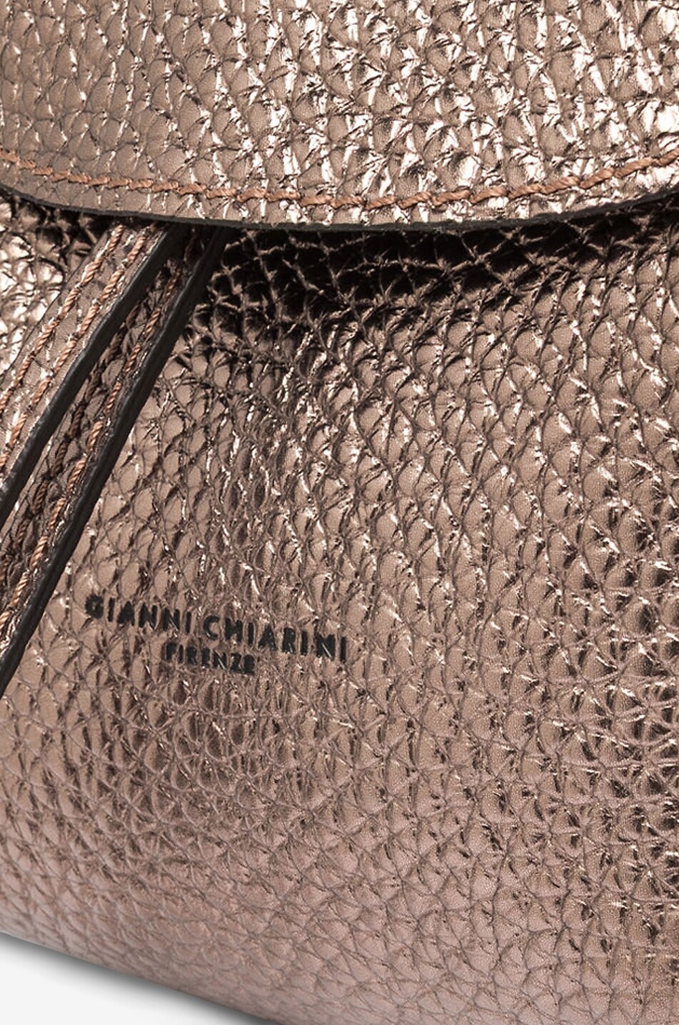GIANNI CHIARINI Sac à dos en cuir grainé métallisé Violette Small Femme BRONZE 5