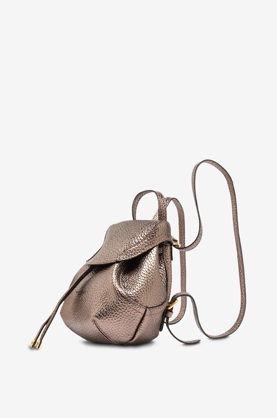 GIANNI CHIARINI Sac à dos en cuir grainé métallisé Violette Small Femme BRONZE 3