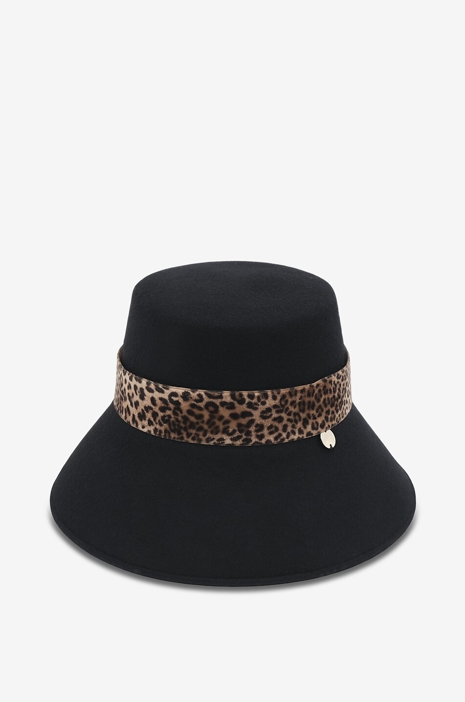 CATARZI 1910 La Thuile merino wool cloche hat with animal-print ribbon Women BLACK 1